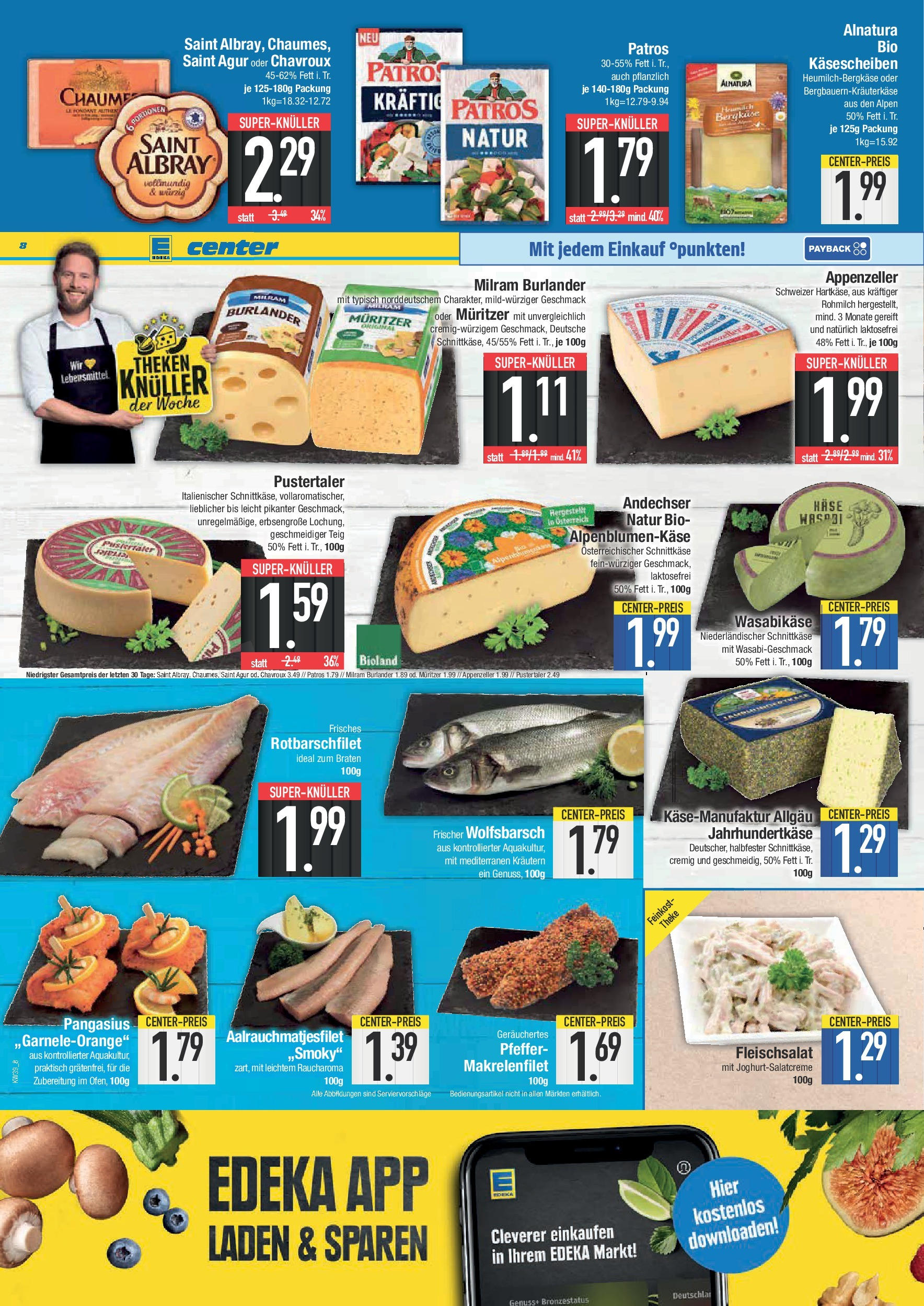 Edeka prospekt Krumbach	 (ab 21.09.2025) » Angebote Online | Seite: 8 | Produkte: Theke, Patros, Milram, Pfeffer