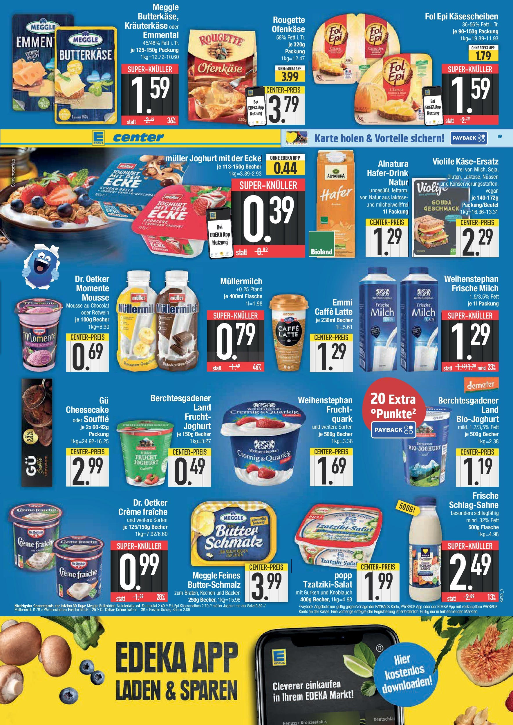 Edeka prospekt Krumbach	 (ab 21.09.2025) » Angebote Online | Seite: 9 | Produkte: Butterschmalz, Rougette ofenkase, Creme, Müllermilch