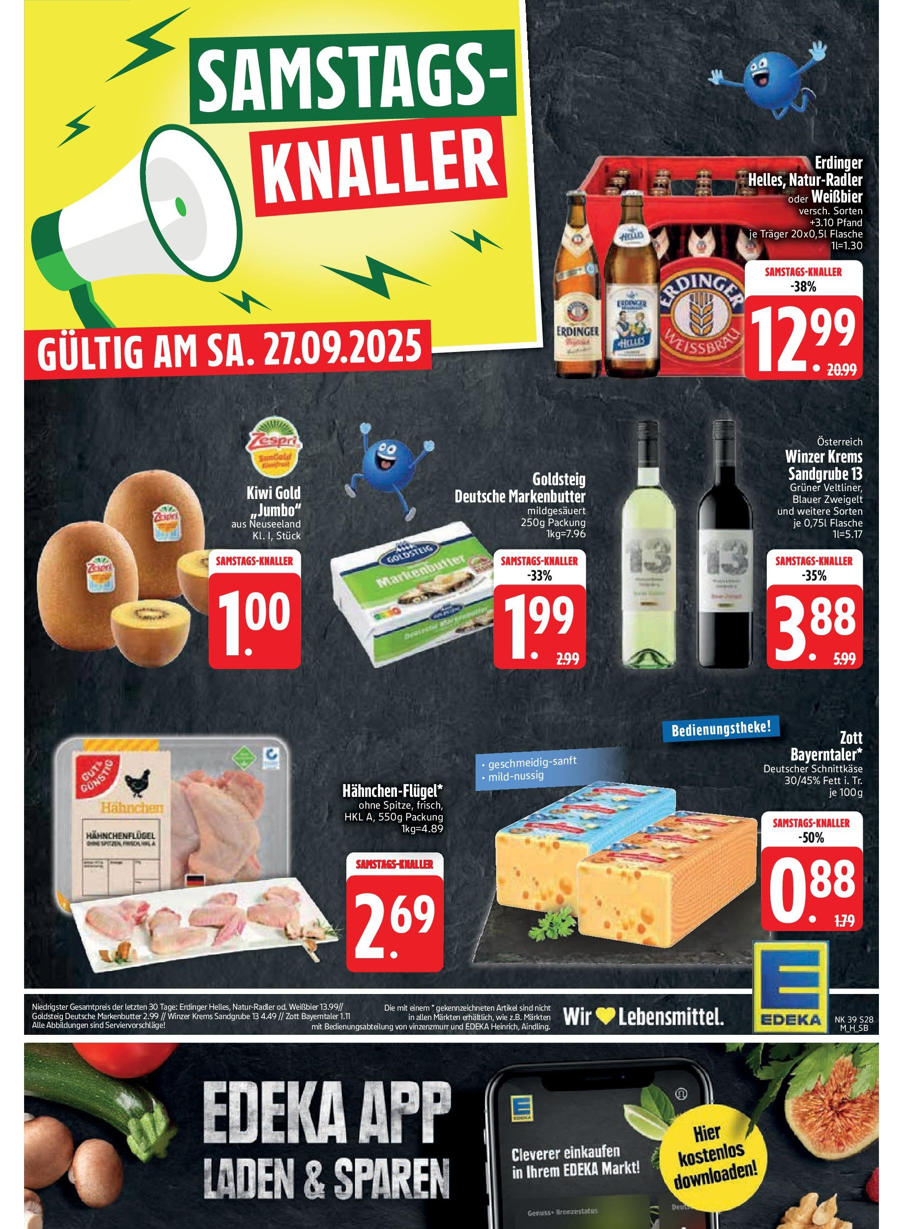 Edeka prospekt Bodenwöhr	 (ab 21.09.2025) » Angebote Online | Seite: 30 | Produkte: Hahnchen, Erdinger, Butter, Weißbier