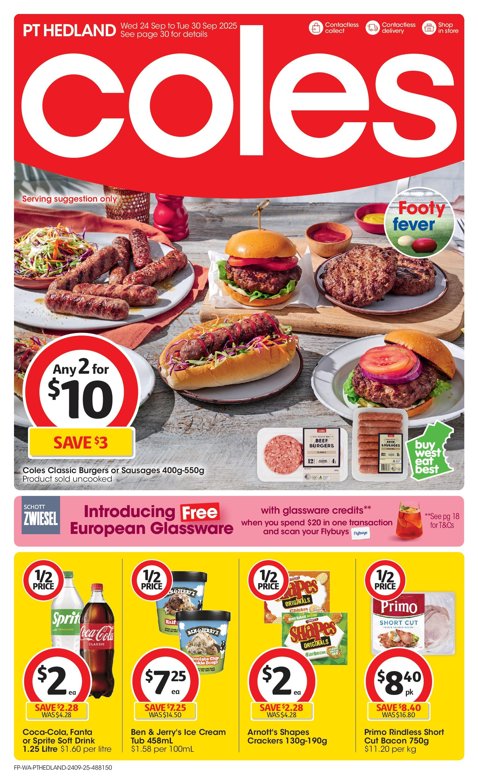 ﻿﻿Coles catalogue valid from 24/09/2025 > Online Australia | Page: 1 | Products: Bacon, Crackers, Chicken, Coca Cola