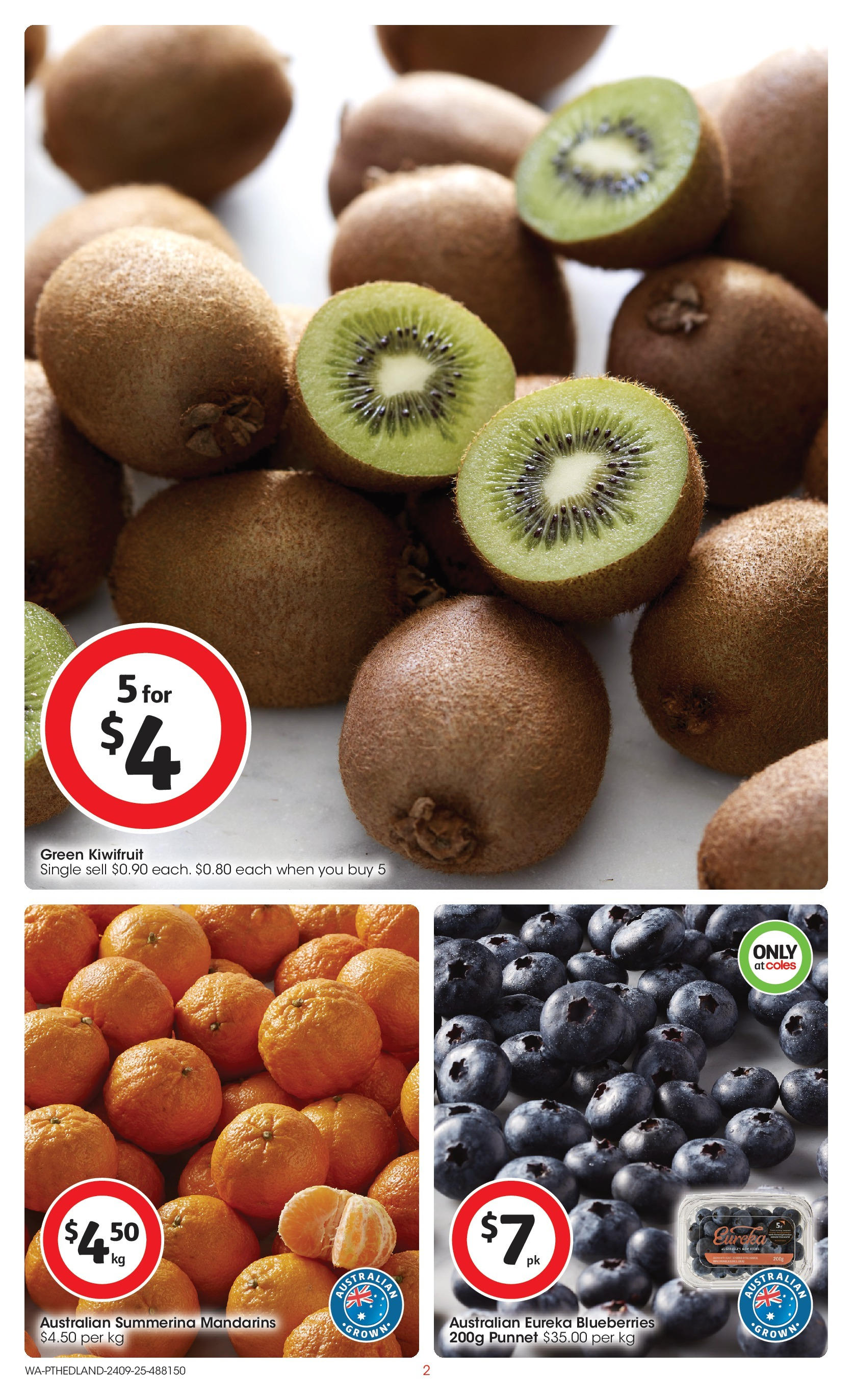 ﻿﻿Coles catalogue valid from 24/09/2025 > Online Australia | Page: 2 | Products: Kiwifruit, Mandarins, Blueberries