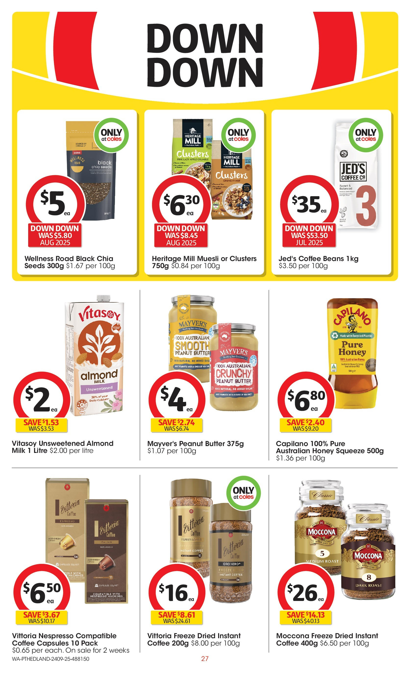 ﻿﻿Coles catalogue valid from 24/09/2025 > Online Australia | Page: 27 | Products: Honey, Peanuts, Sugar, Moccona