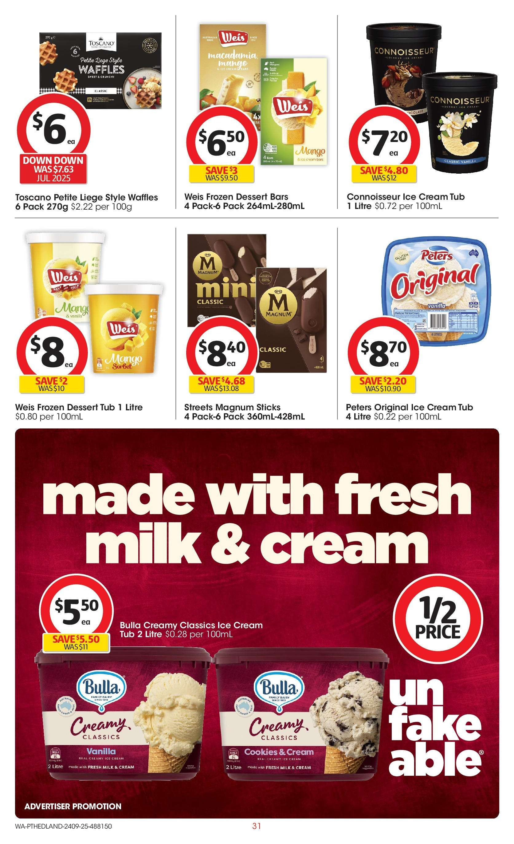 ﻿﻿Coles catalogue valid from 24/09/2025 > Online Australia | Page: 31 | Products: Milk, Dairy, Ice cream, Waffles