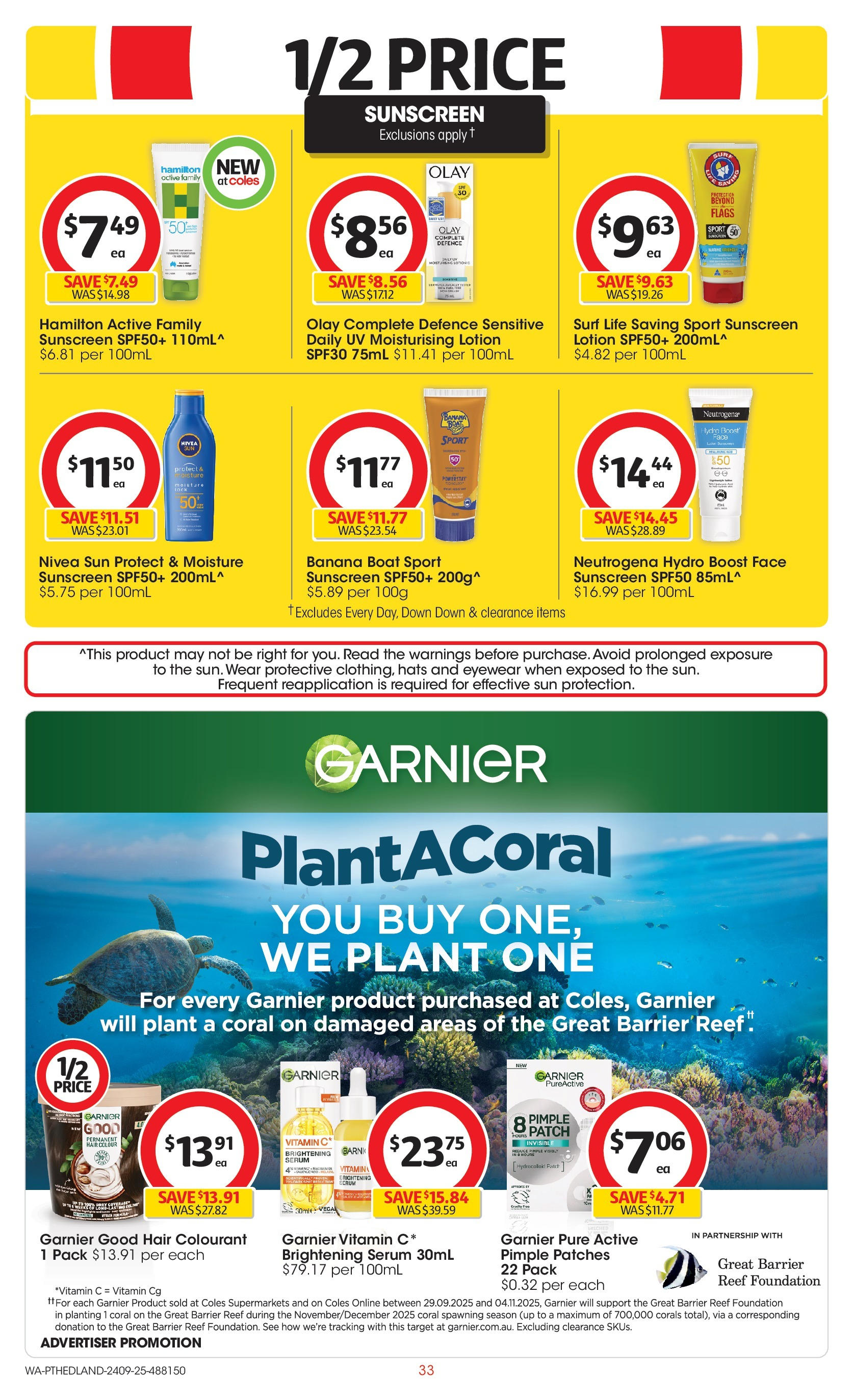 ﻿﻿Coles catalogue valid from 24/09/2025 > Online Australia | Page: 33 | Products: Plant, Hair colour, Sunscreen, Vitamin