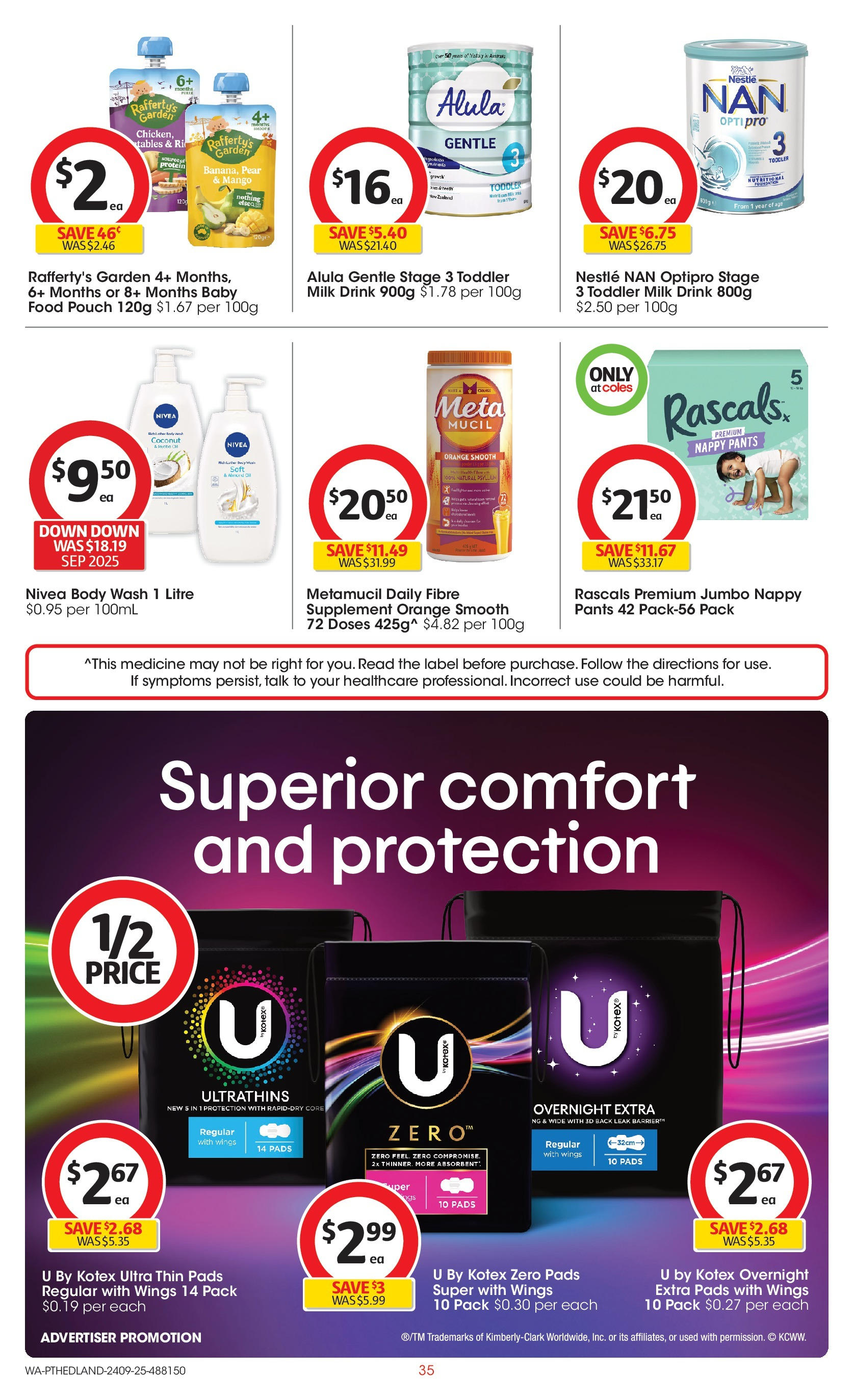 ﻿﻿Coles catalogue valid from 24/09/2025 > Online Australia | Page: 35 | Products: Milk, Pants, Mango, Pear