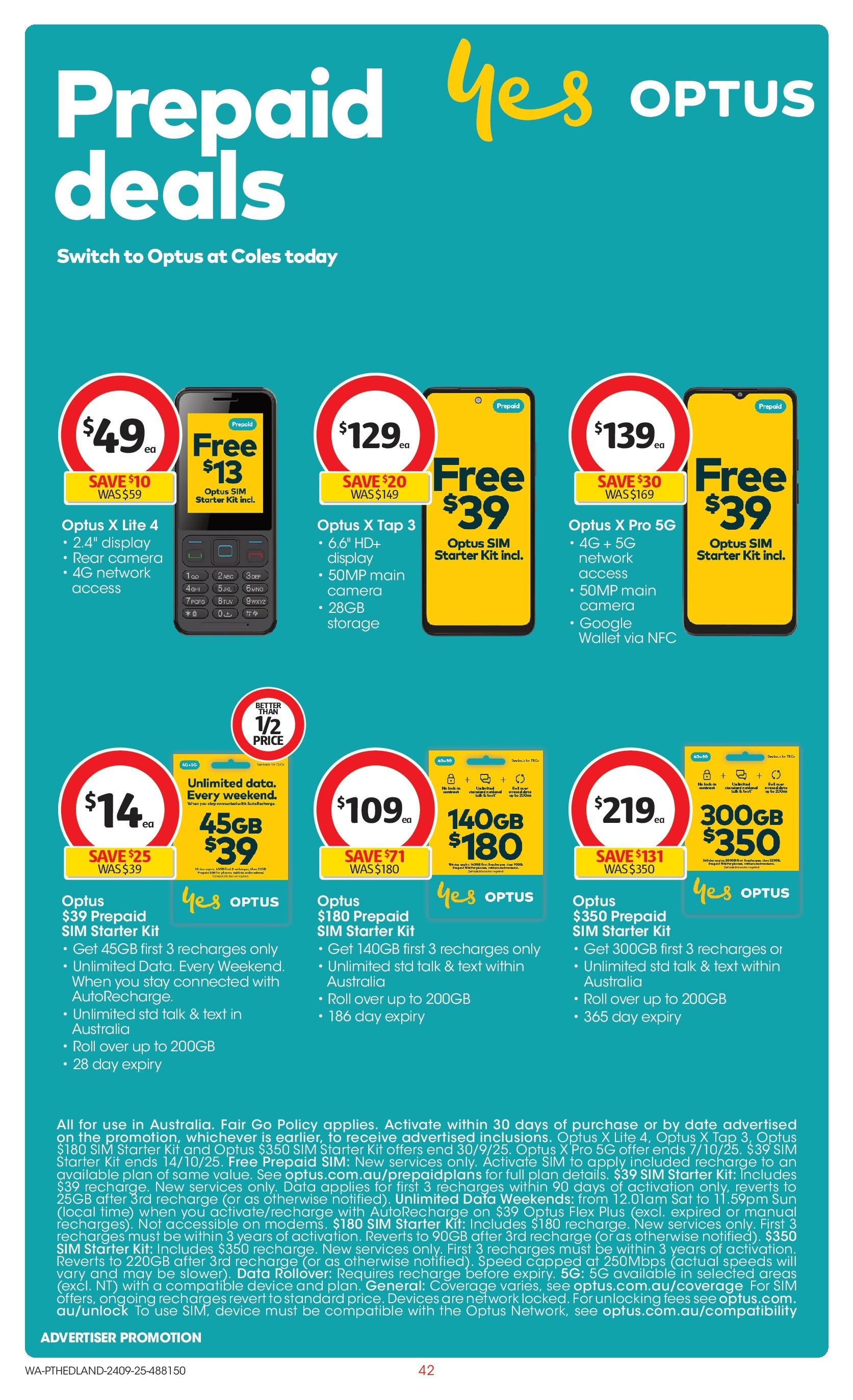 ﻿﻿Coles catalogue valid from 24/09/2025 > Online Australia | Page: 42 | Products: Tap, Wallet, Date, Device