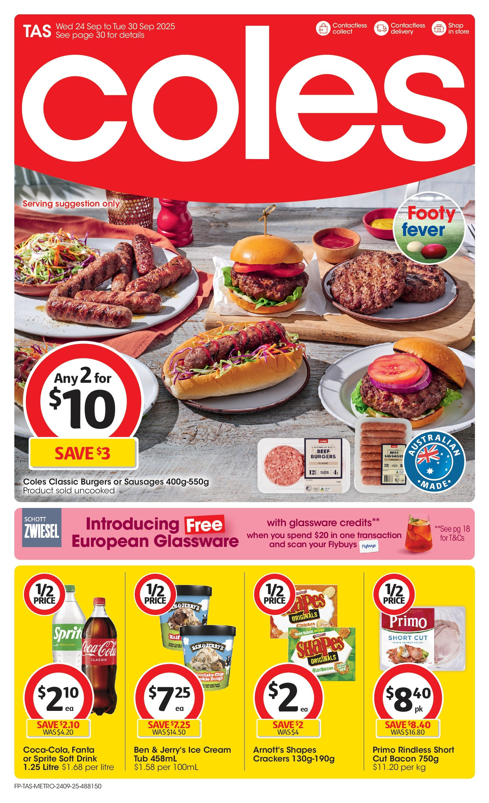 ﻿﻿Coles catalogue valid from 24/09/2025 > Online Australia | Page: 1 | Products: Crackers, Glassware, Chicken, Ice cream