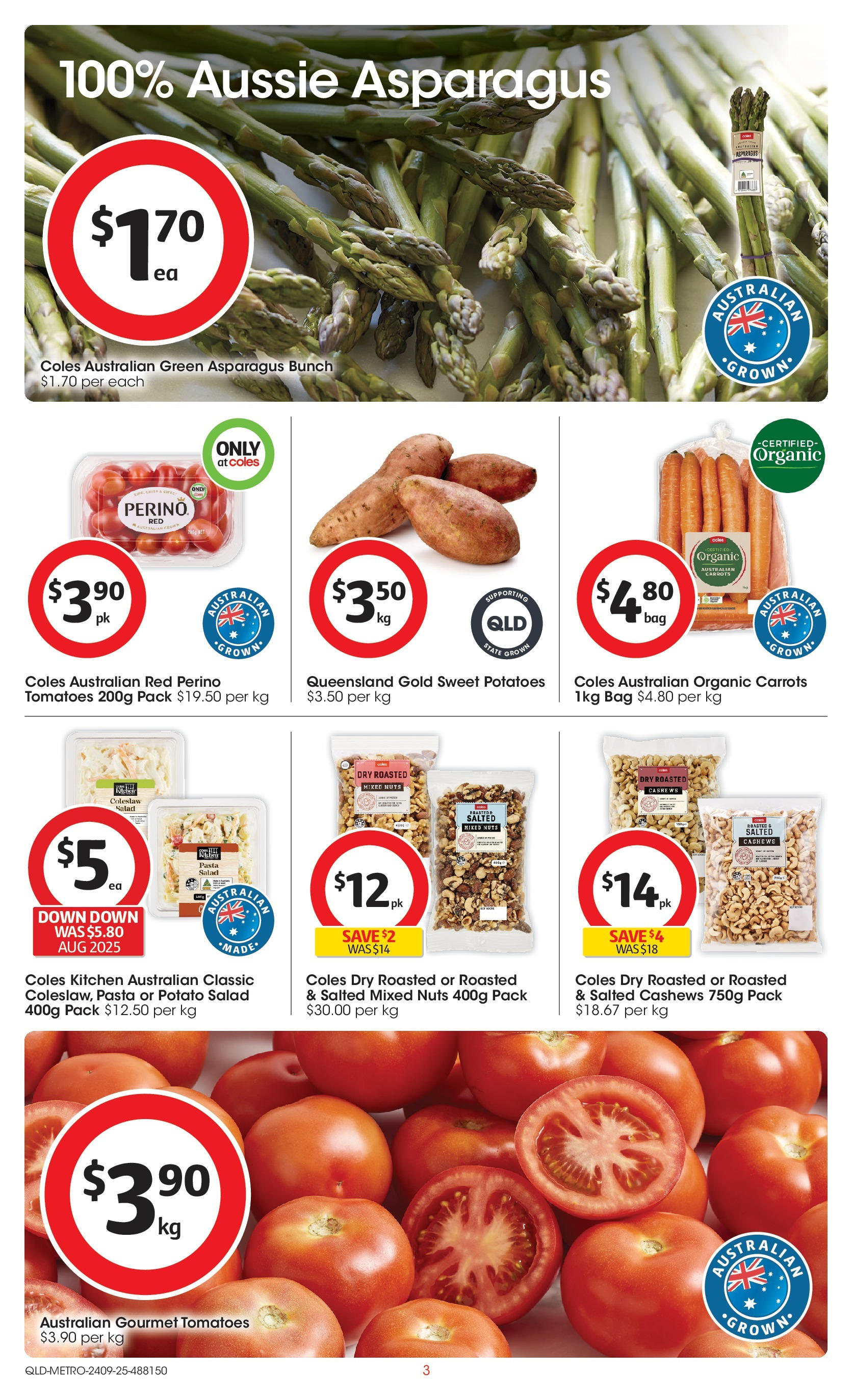 ﻿﻿Coles catalogue valid from 24/09/2025 > Online Australia | Page: 3 | Products: Pasta, Salad, Potatoes, Bag