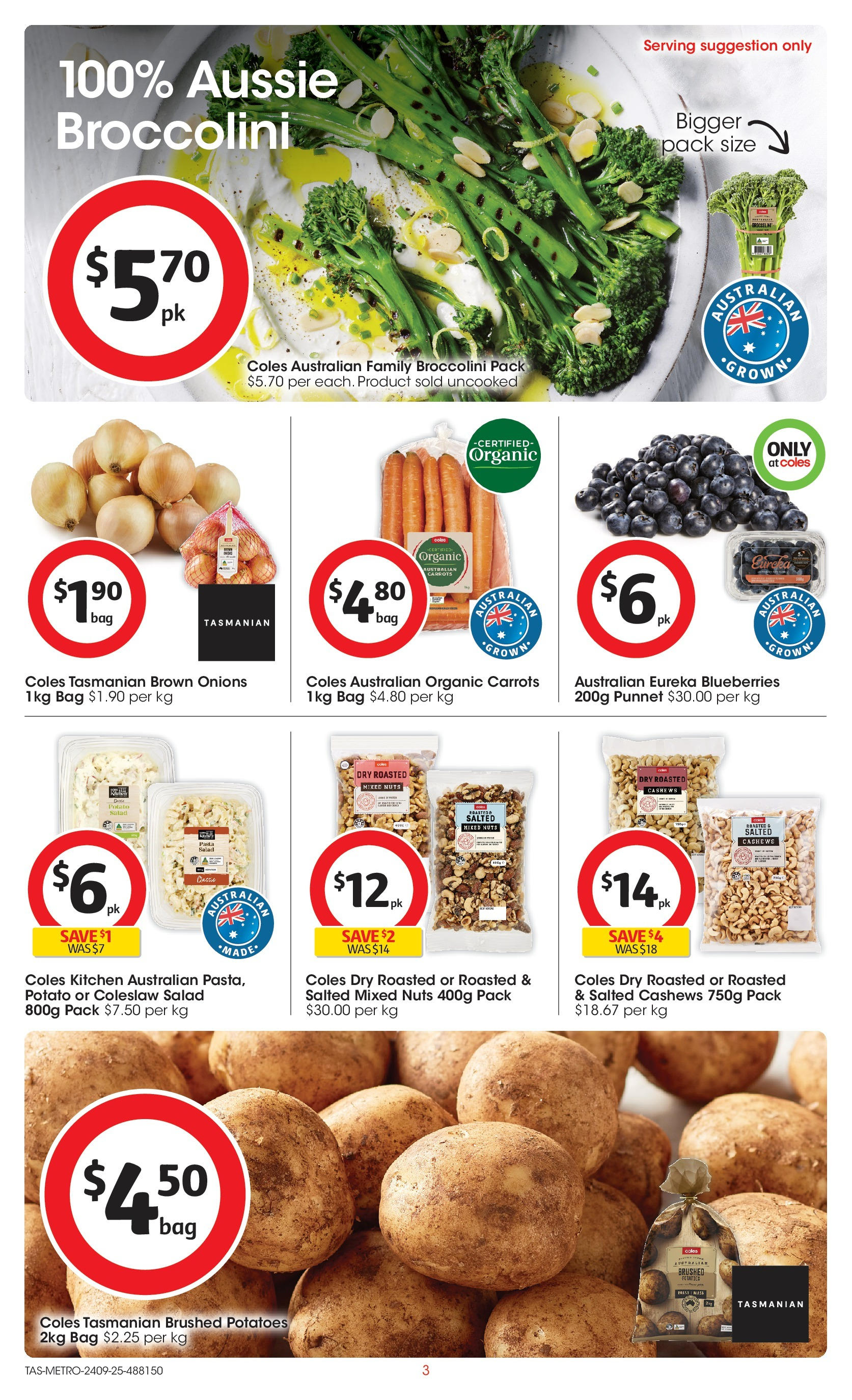 ﻿﻿Coles catalogue valid from 24/09/2025 > Online Australia | Page: 3 | Products: Mask, Nuts, Onions, Bag