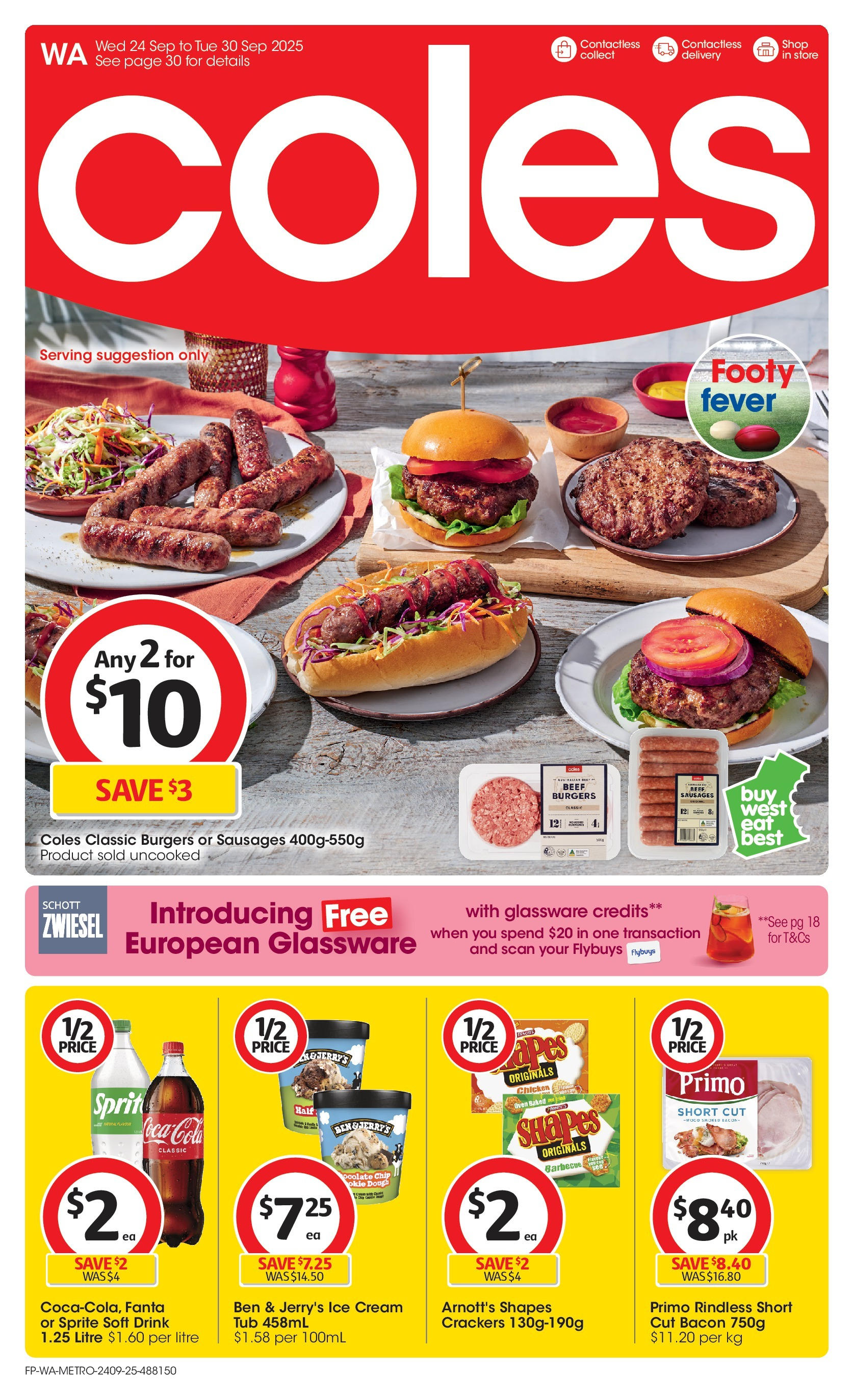 ﻿﻿Coles catalogue valid from 24/09/2025 > Online Australia | Page: 1 | Products: Bacon, Glassware, Beef, Coca Cola