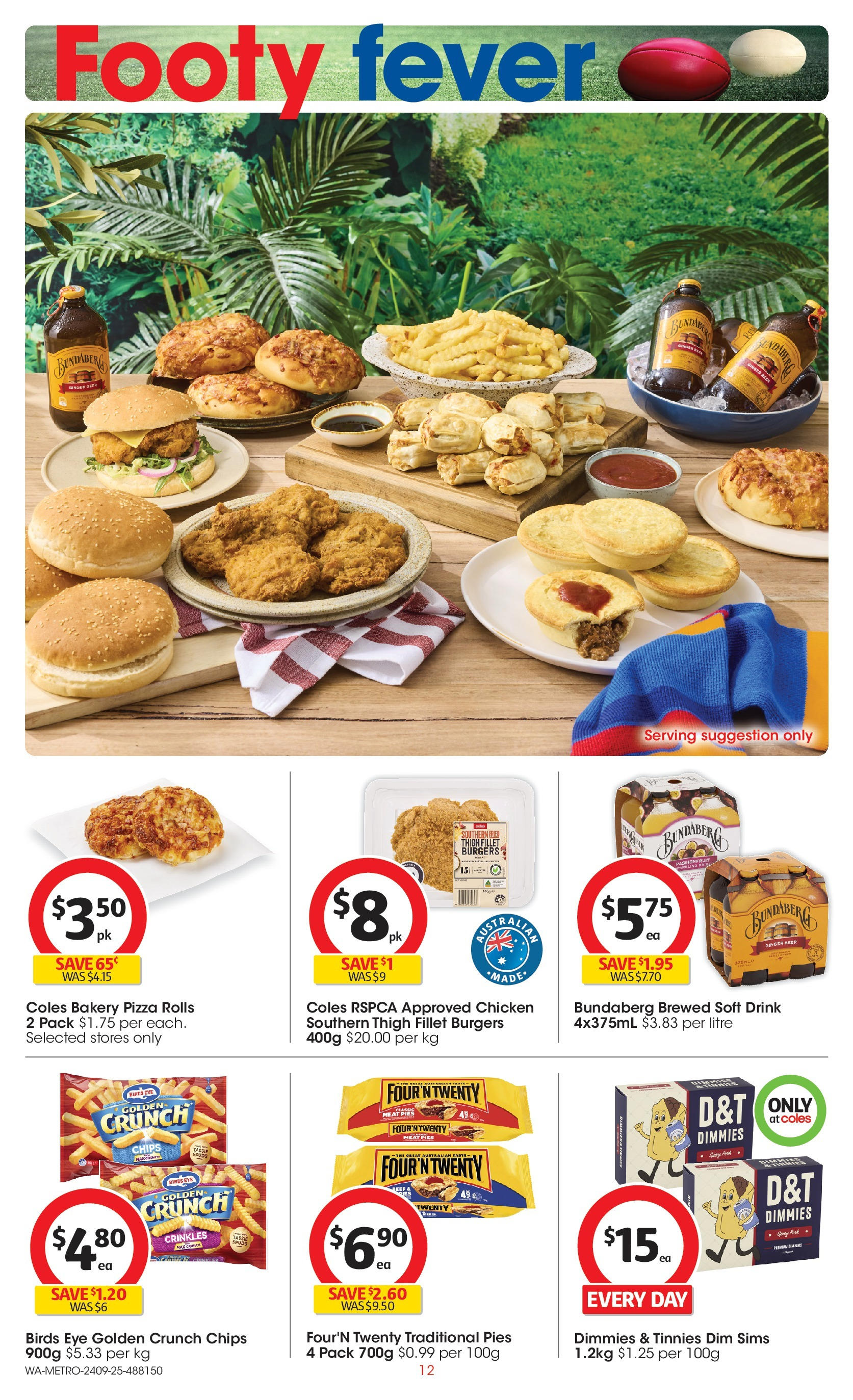 ﻿﻿Coles catalogue valid from 24/09/2025 > Online Australia | Page: 12 | Products: Pizza, Chicken, Meat, Pies