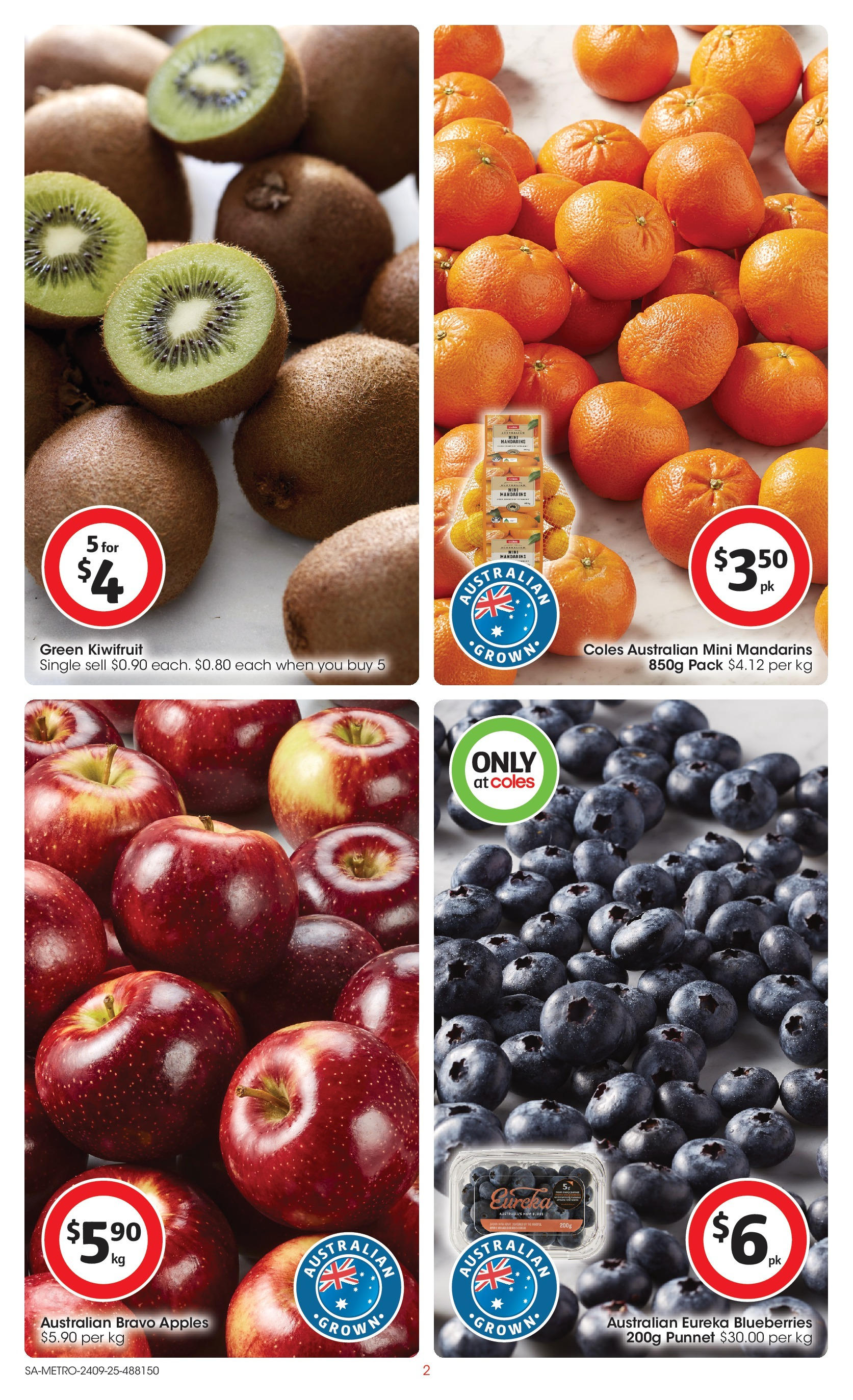 ﻿﻿Coles catalogue valid from 24/09/2025 > Online Australia | Page: 2 | Products: Apples, Kiwifruit, Mandarins, Blueberries