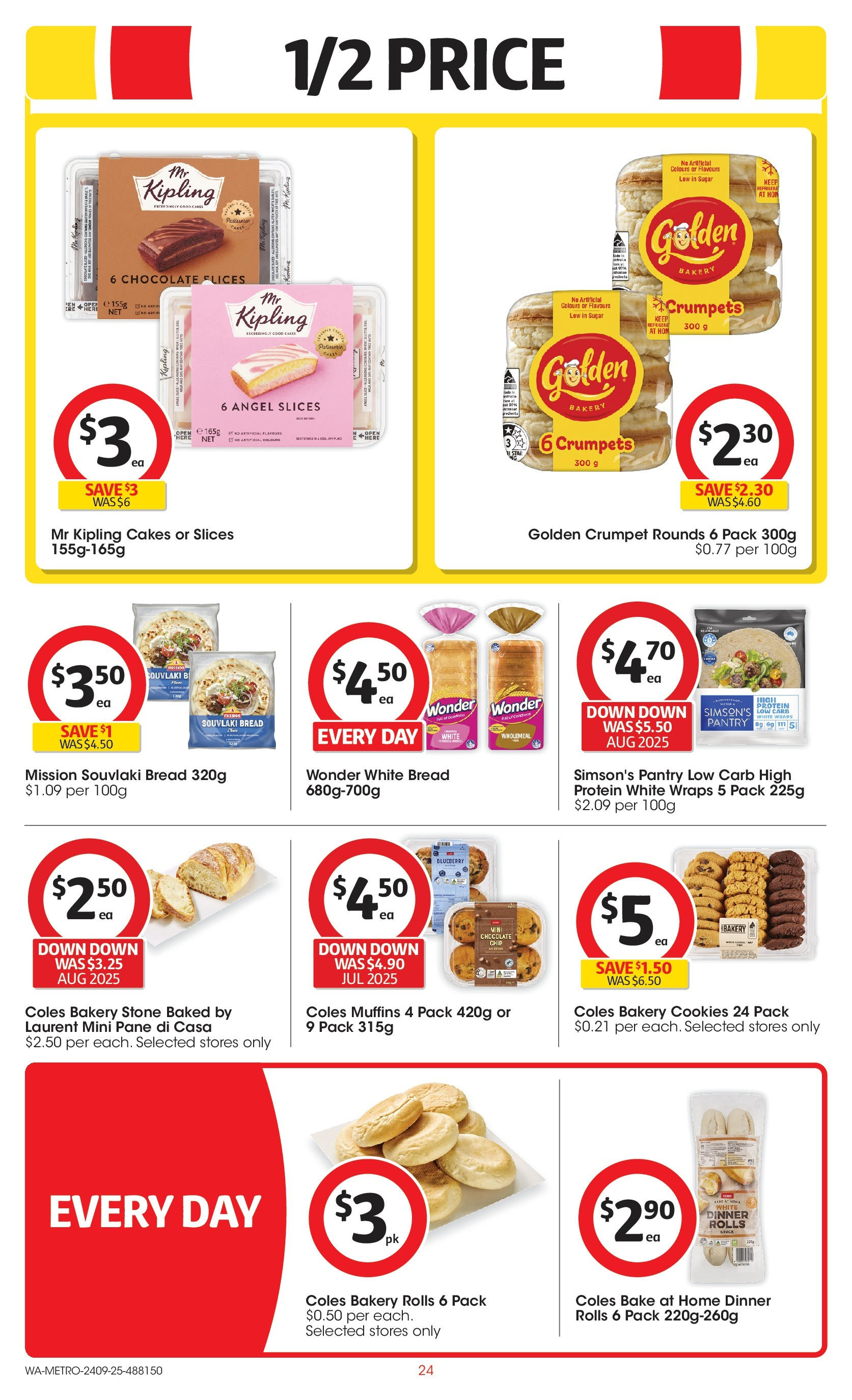 ﻿﻿Coles catalogue valid from 24/09/2025 > Online Australia | Page: 24 | Products: Crumpets, Bread, Chocolate, Muffins