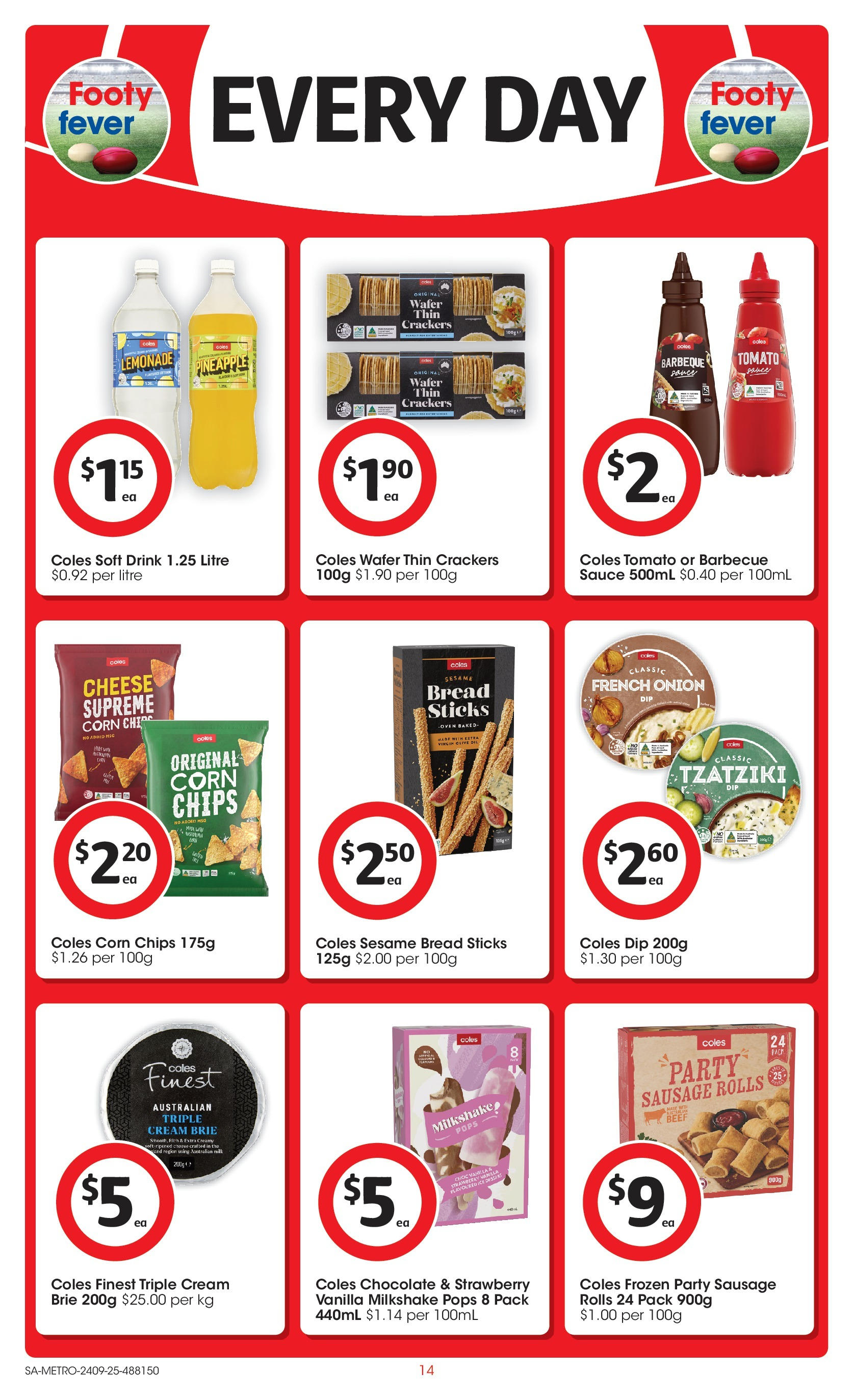 ﻿﻿Coles catalogue valid from 24/09/2025 > Online Australia | Page: 14 | Products: Cheese, Chocolate, Sauce, Sausage