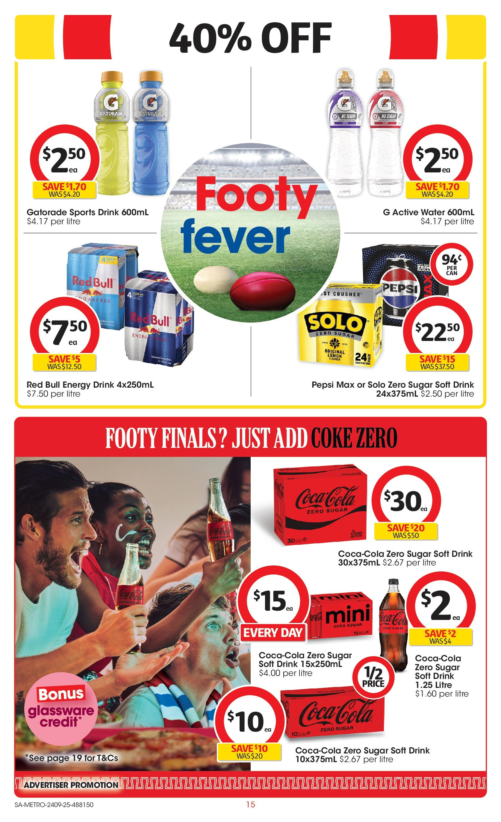 ﻿﻿Coles catalogue valid from 24/09/2025 > Online Australia | Page: 15 | Products: Energy drink, Pepsi, Water, Lemon