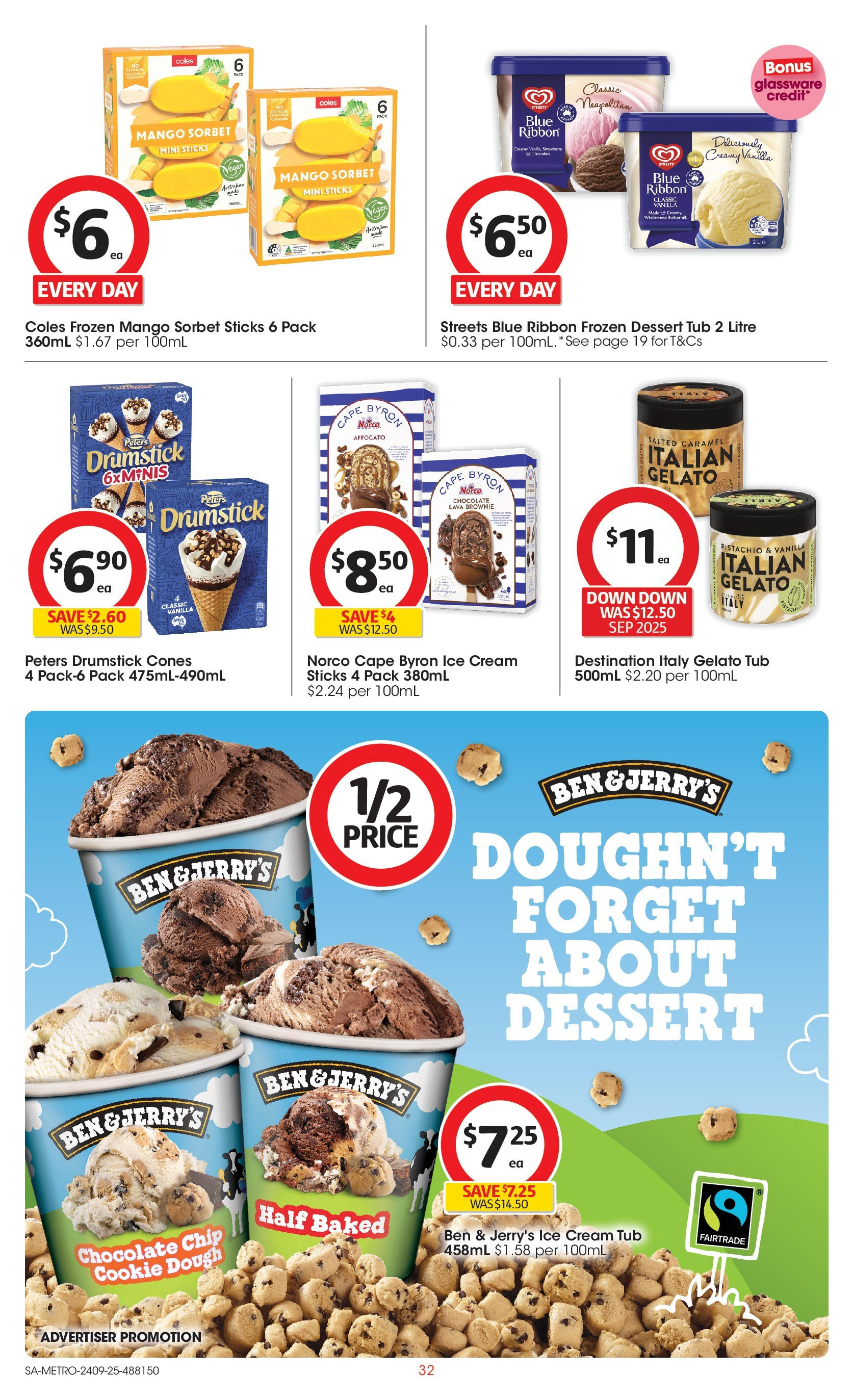 ﻿﻿Coles catalogue valid from 24/09/2025 > Online Australia | Page: 32 | Products: Chocolate, Cream, Ice cream, Mango
