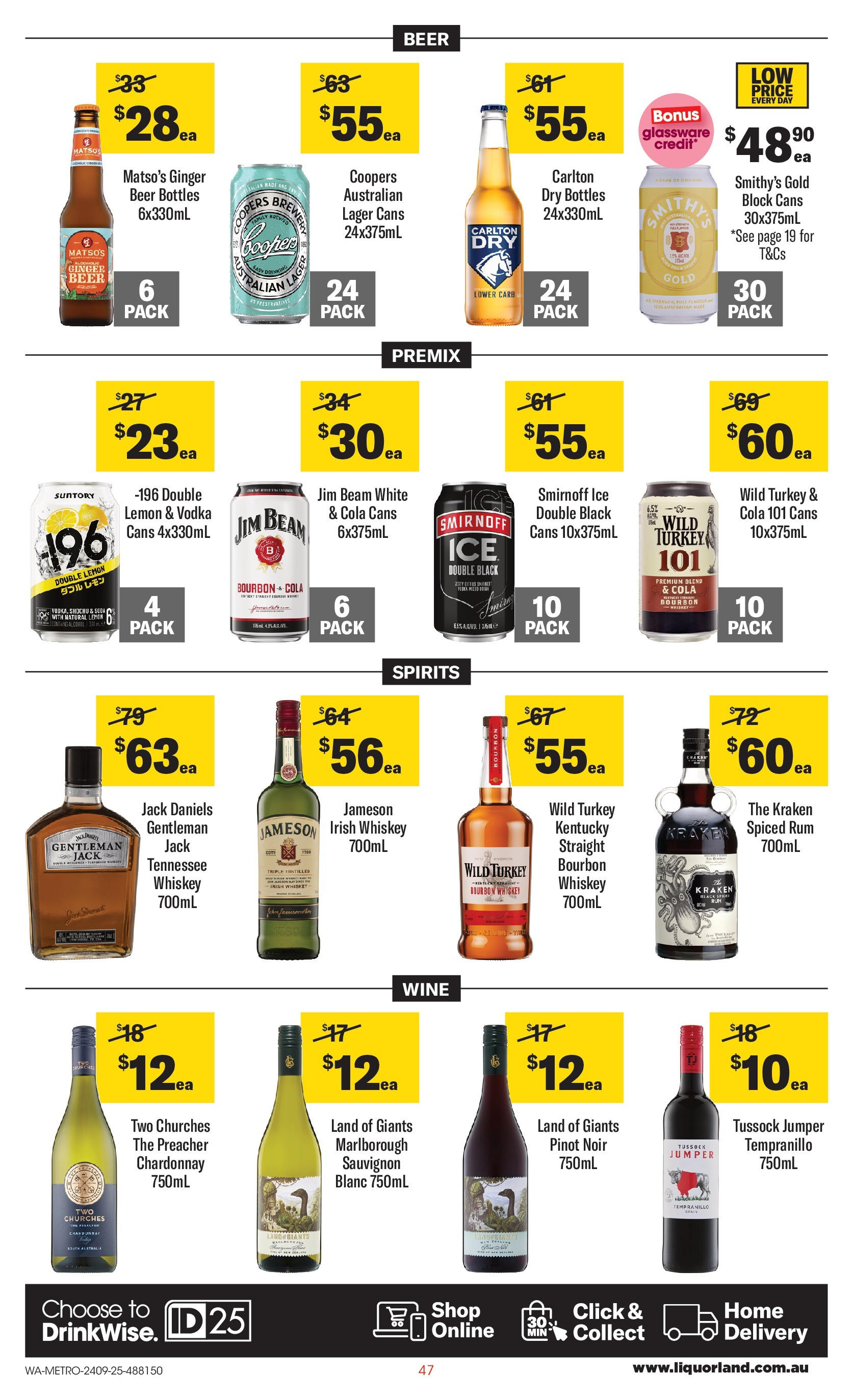 ﻿﻿Coles catalogue valid from 24/09/2025 > Online Australia | Page: 47 | Products: Glassware, Beer, Vodka, Whiskey
