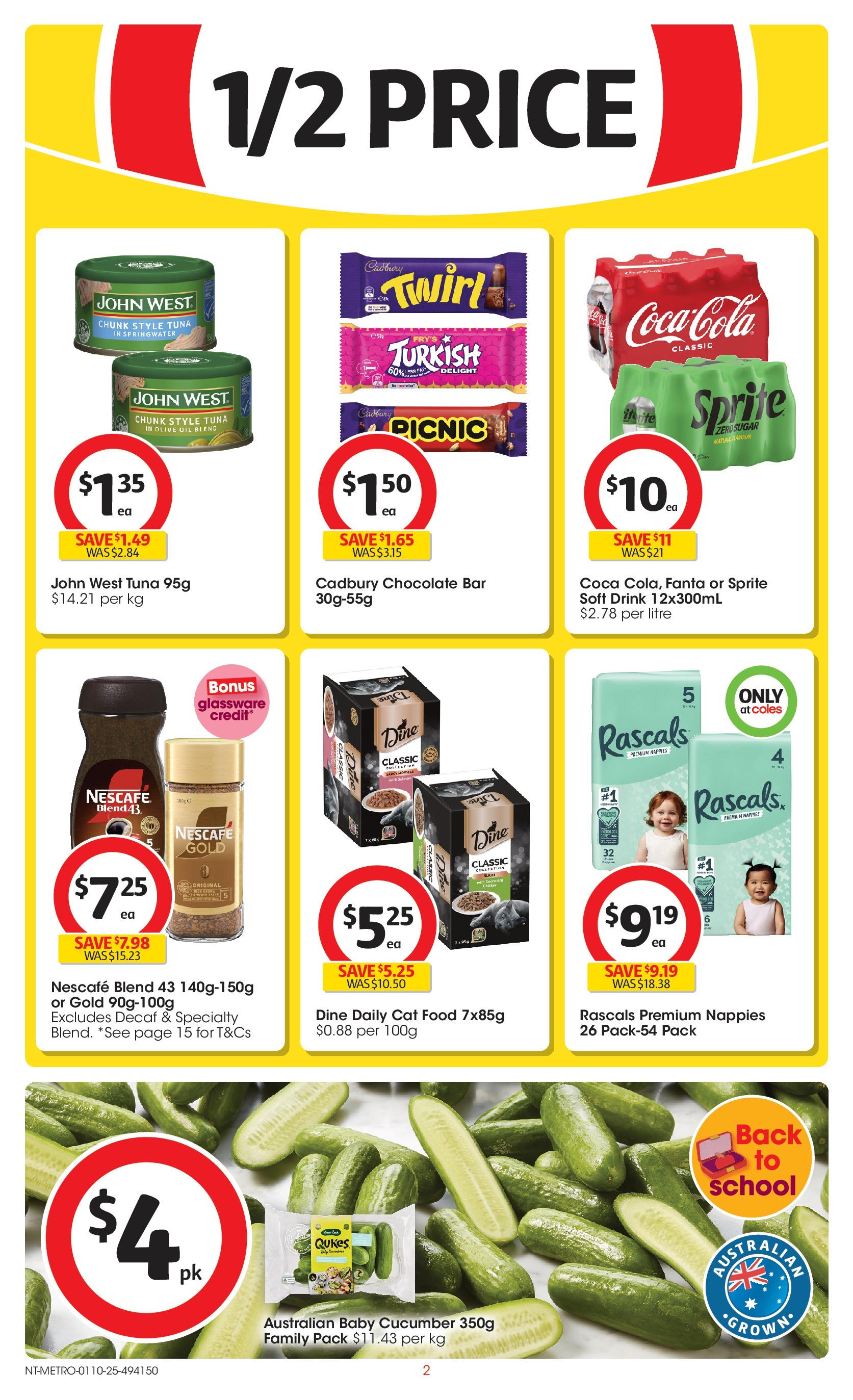 ﻿﻿Coles catalogue valid from 30/09/2025 > Online Australia | Page: 2 | Products: Chocolate, Glassware, Nappies, Tuna