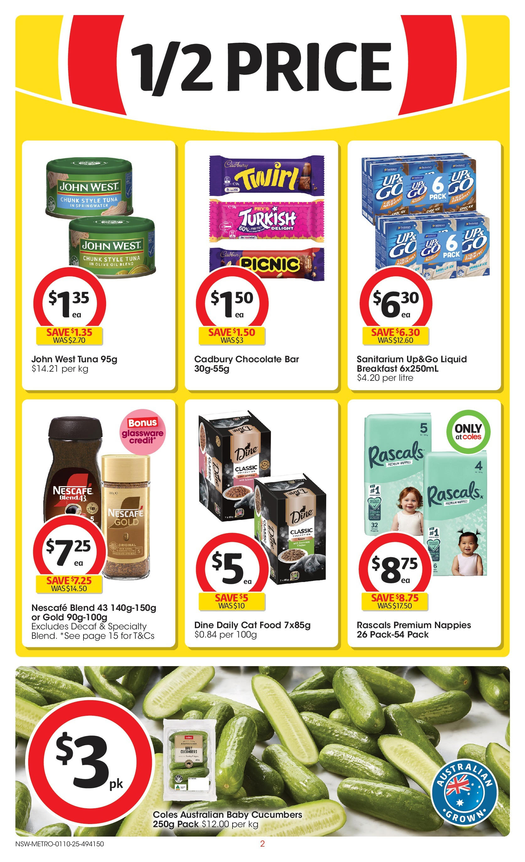 ﻿﻿Coles catalogue valid from 30/09/2025 > Online Australia | Page: 2 | Products: Nappies, Olive oil, Cucumbers, Nescafe