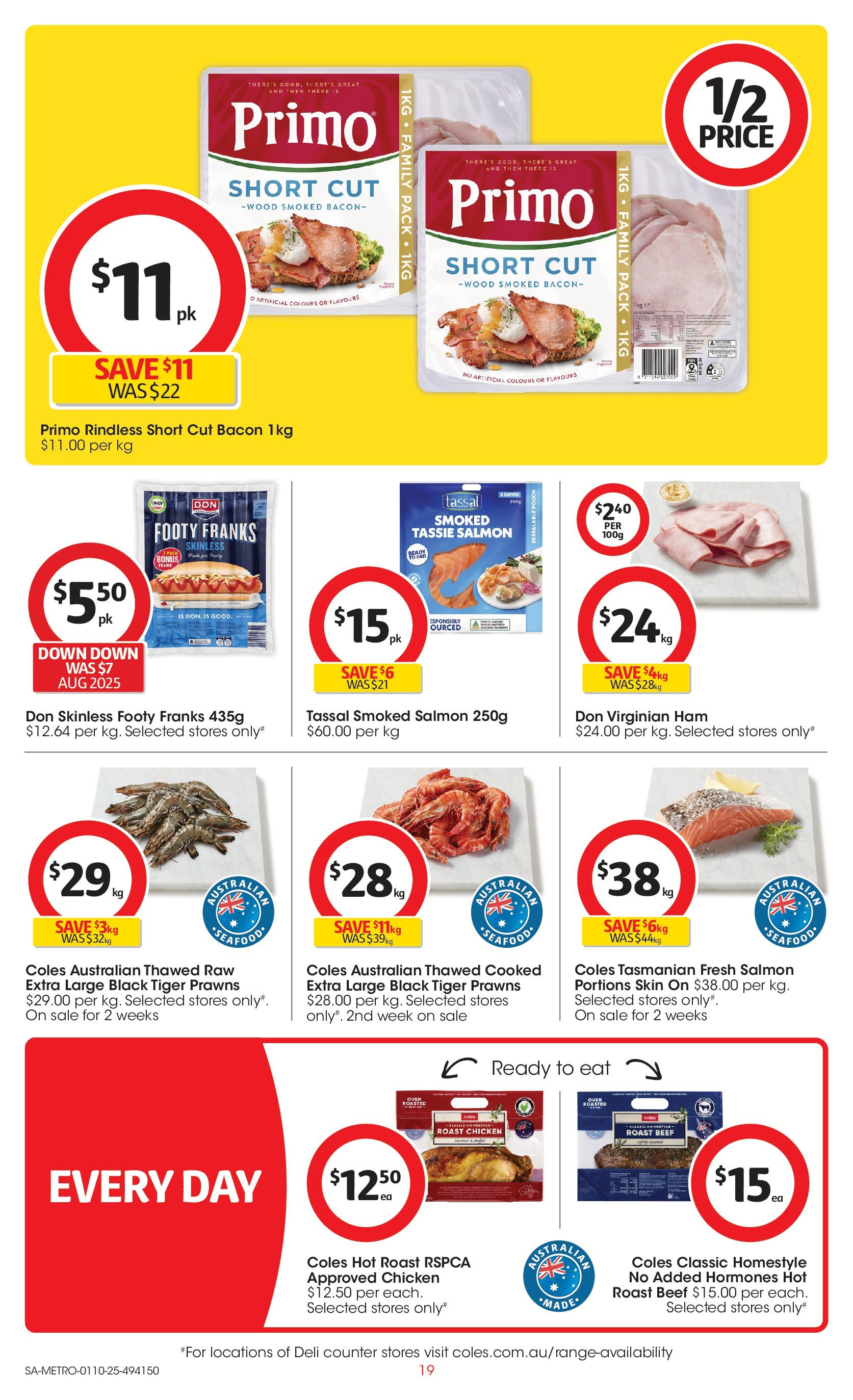 ﻿﻿Coles catalogue valid from 30/09/2025 > Online Australia | Page: 19 | Products: Bacon, Beef, Prawns, Seafood