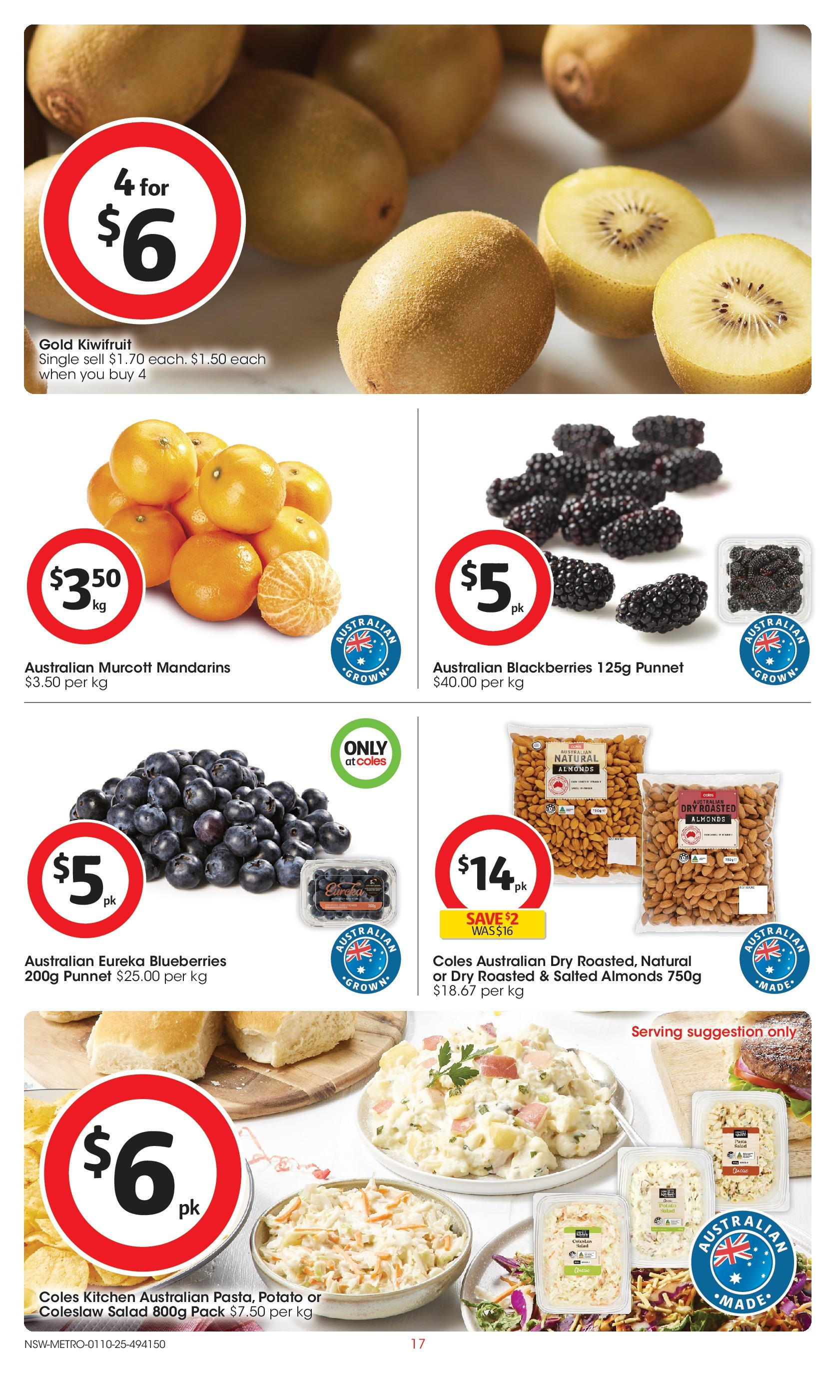 ﻿﻿Coles catalogue valid from 30/09/2025 > Online Australia | Page: 17 | Products: Almonds, Kiwifruit, Salad, Blueberries