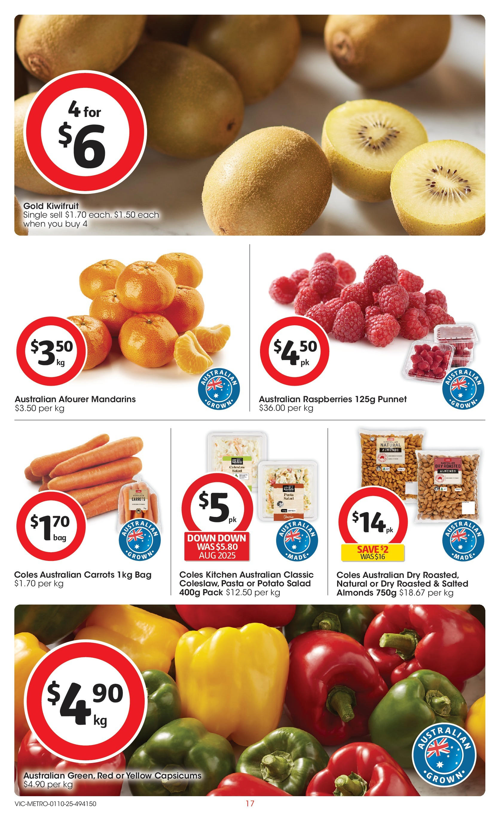 ﻿﻿Coles catalogue valid from 30/09/2025 > Online Australia | Page: 17 | Products: Almonds, Kiwifruit, Carrots, Salad