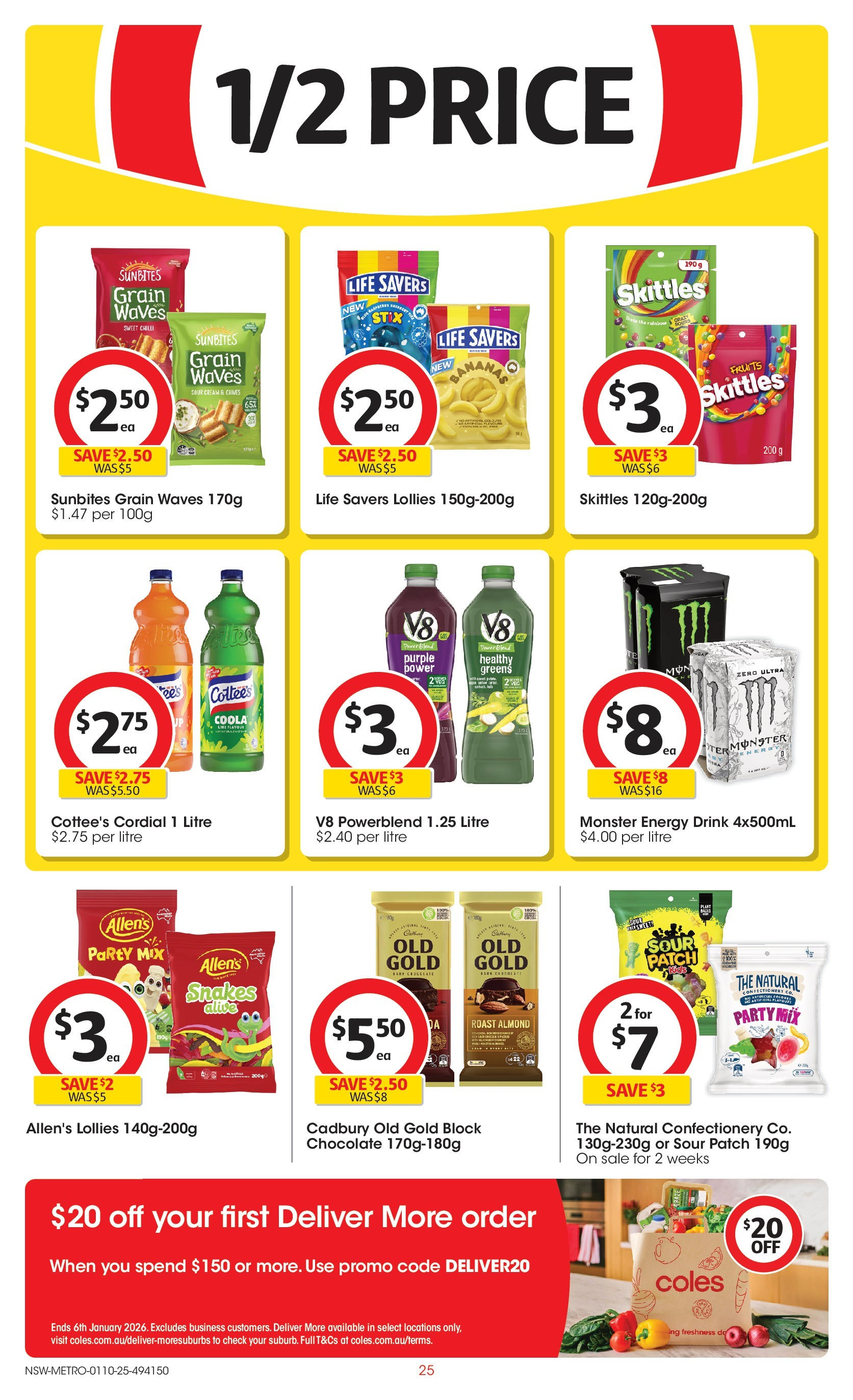 ﻿﻿Coles catalogue valid from 30/09/2025 > Online Australia | Page: 25 | Products: Energy drink, Chocolate, Lollies, Greens