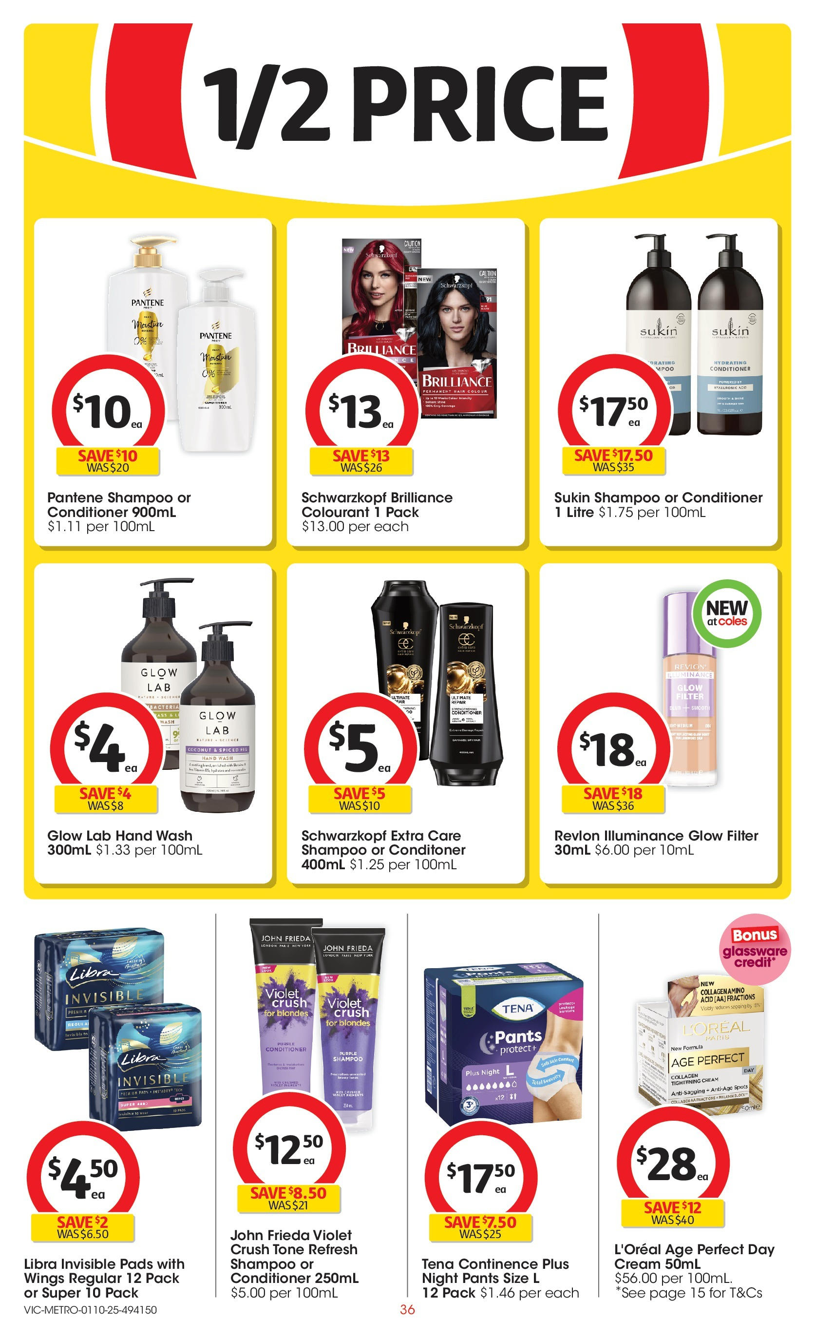 ﻿﻿Coles catalogue valid from 30/09/2025 > Online Australia | Page: 36 | Products: Conditioner, Hair colour, Glassware, Pants