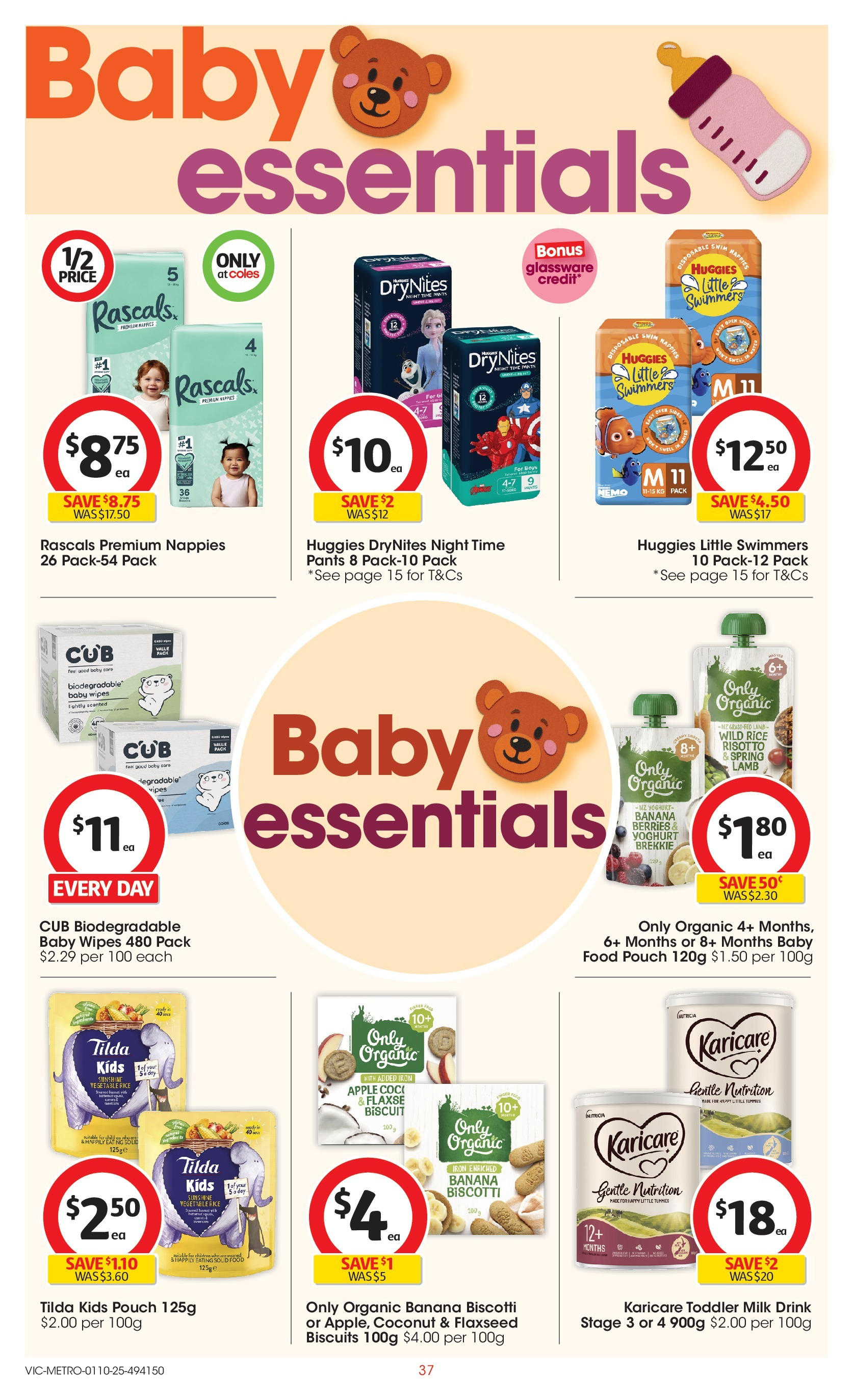 ﻿﻿Coles catalogue valid from 30/09/2025 > Online Australia | Page: 37 | Products: Milk, Juice, Glassware, Nappies