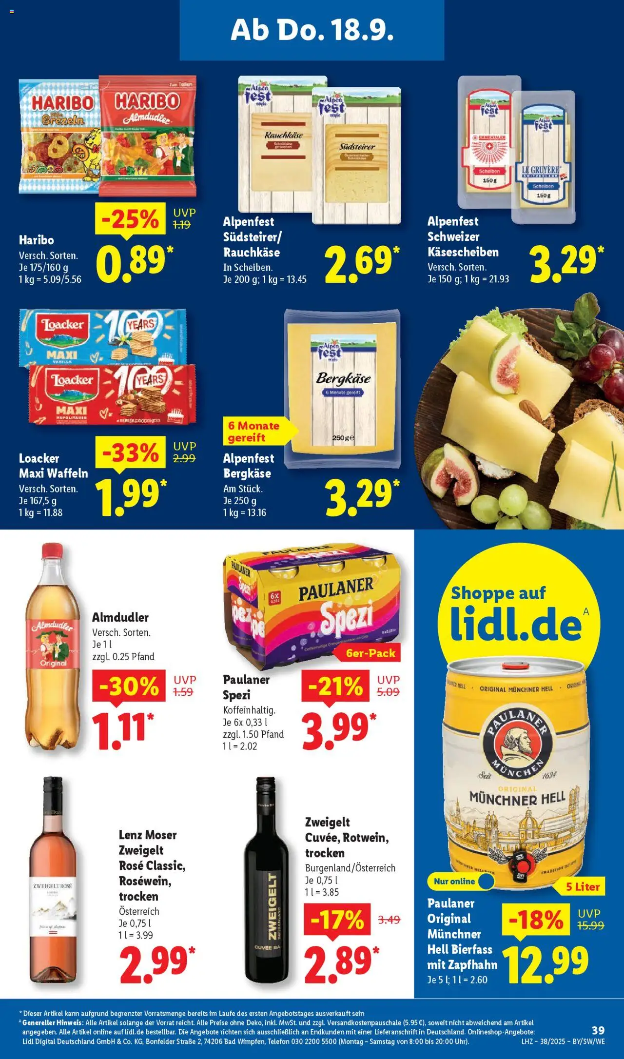 Lidl Prospekt Aarbergen – gültig ab 15.09.2025 | Seite: 55 | Produkte: Paulaner spezi, Waffeln, Telefon, Paulaner