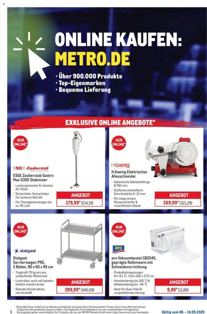 Metro Prospekt ab 08.09.2025 - Online: Wochen-Angebote