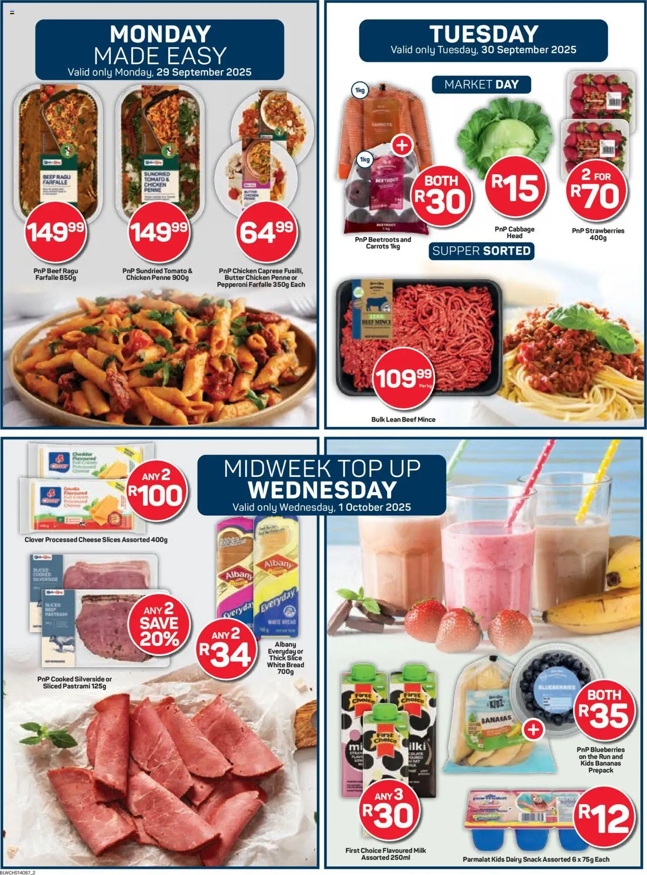 New Pick n Pay catalogue – valid from 29.09.2025 | Page: 2 | Products: Bread, Chicken, Bananas, Carrots