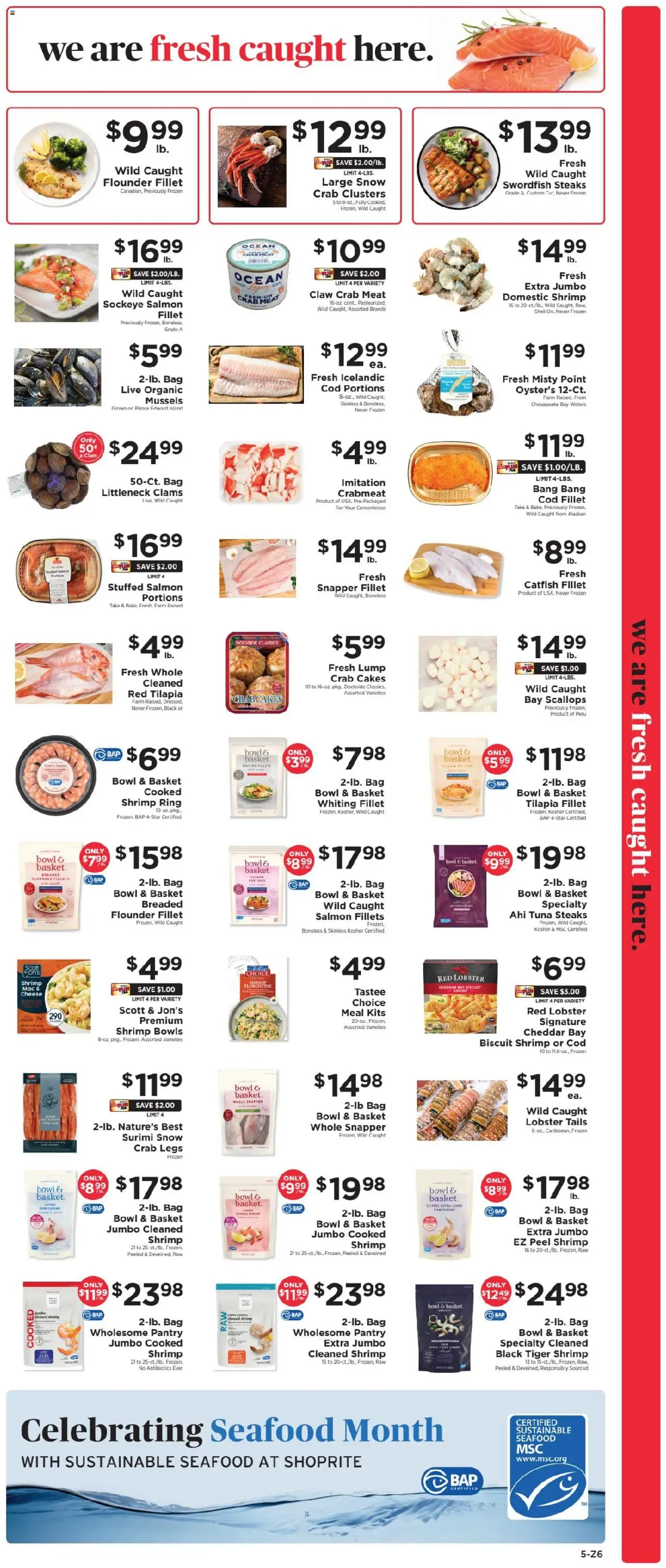 ShopRite Weekly Ad - valid from 02.10.2025 | Page: 7 | Products: Basket, Cheese, Seafood, Bag