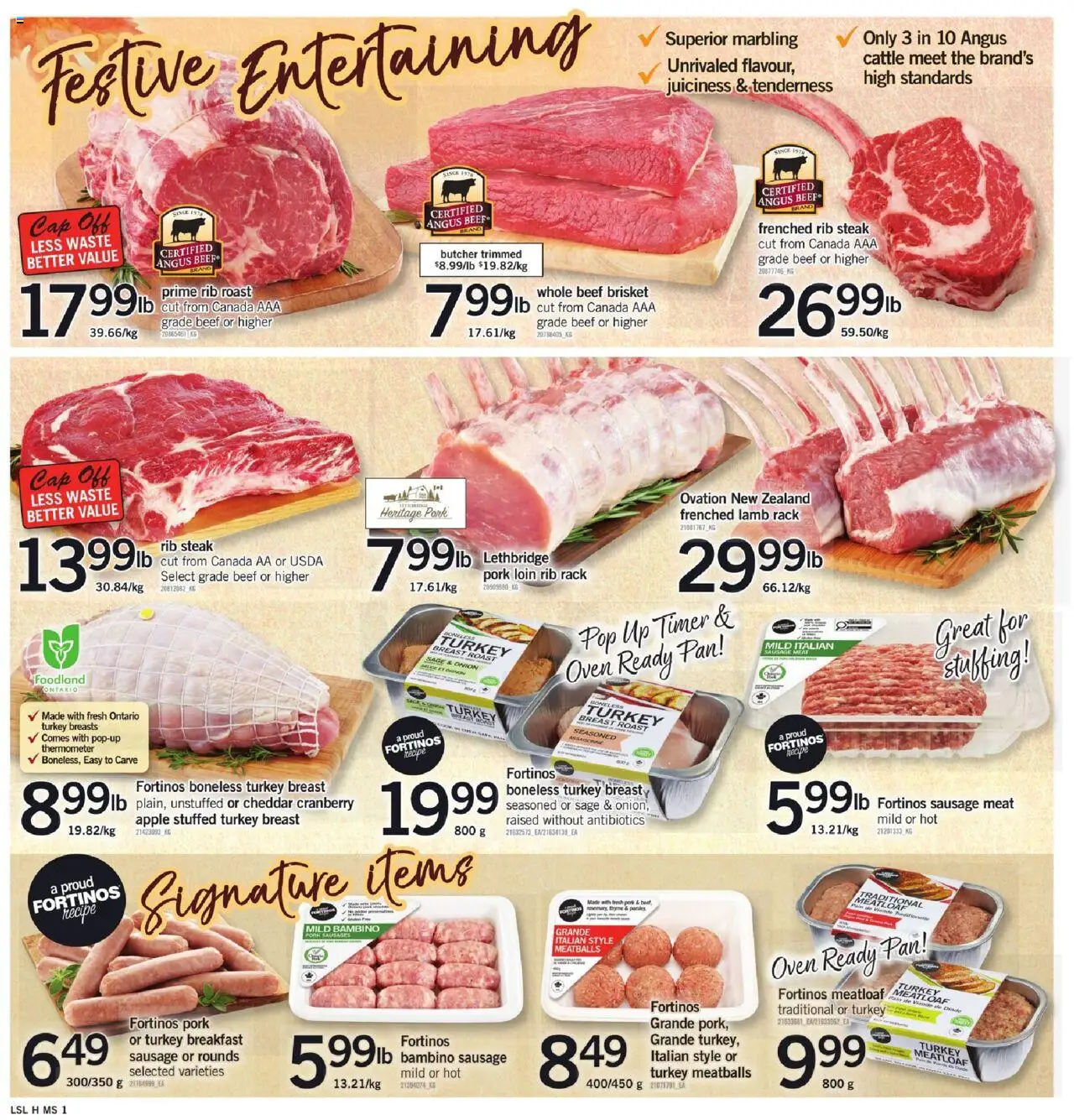 Loblaws flyer valid from 02.10.2025 | Page: 4 | Products: Beef, Turkey, Thermometer, Pork