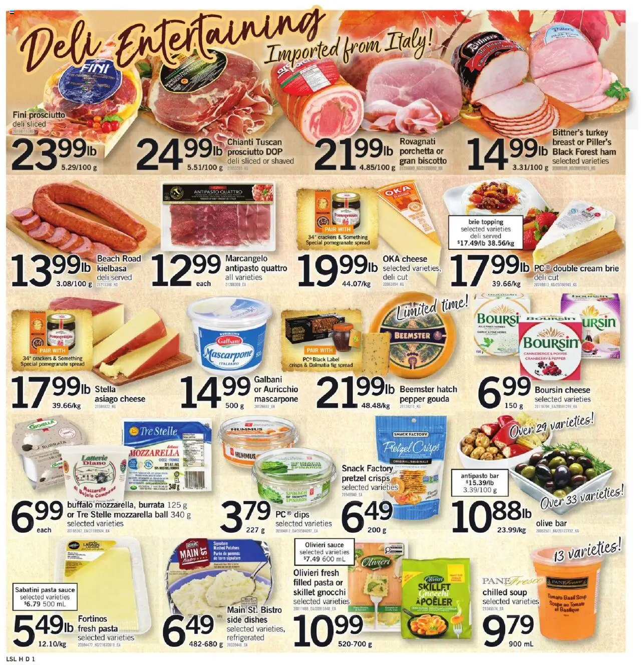 Loblaws flyer valid from 02.10.2025 | Page: 6 | Products: Pasta, Potatoes, Cheese, Ham
