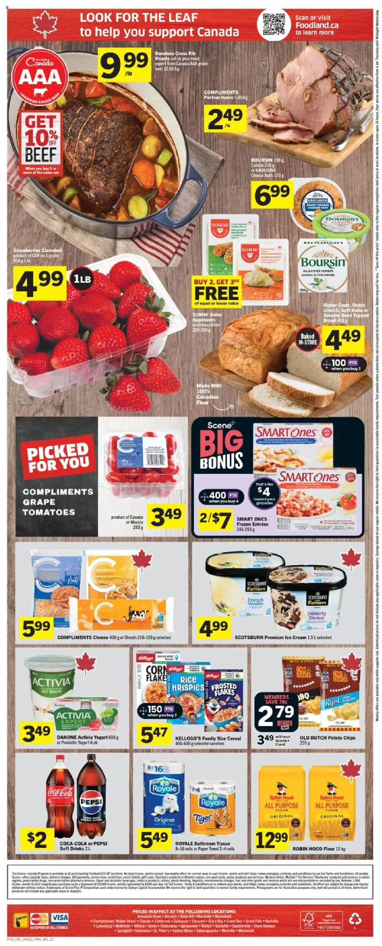 Foodland flyer valid from 02.10.2025 | Page: 2 | Products: Strawberries, Chips, Ice cream, Bread