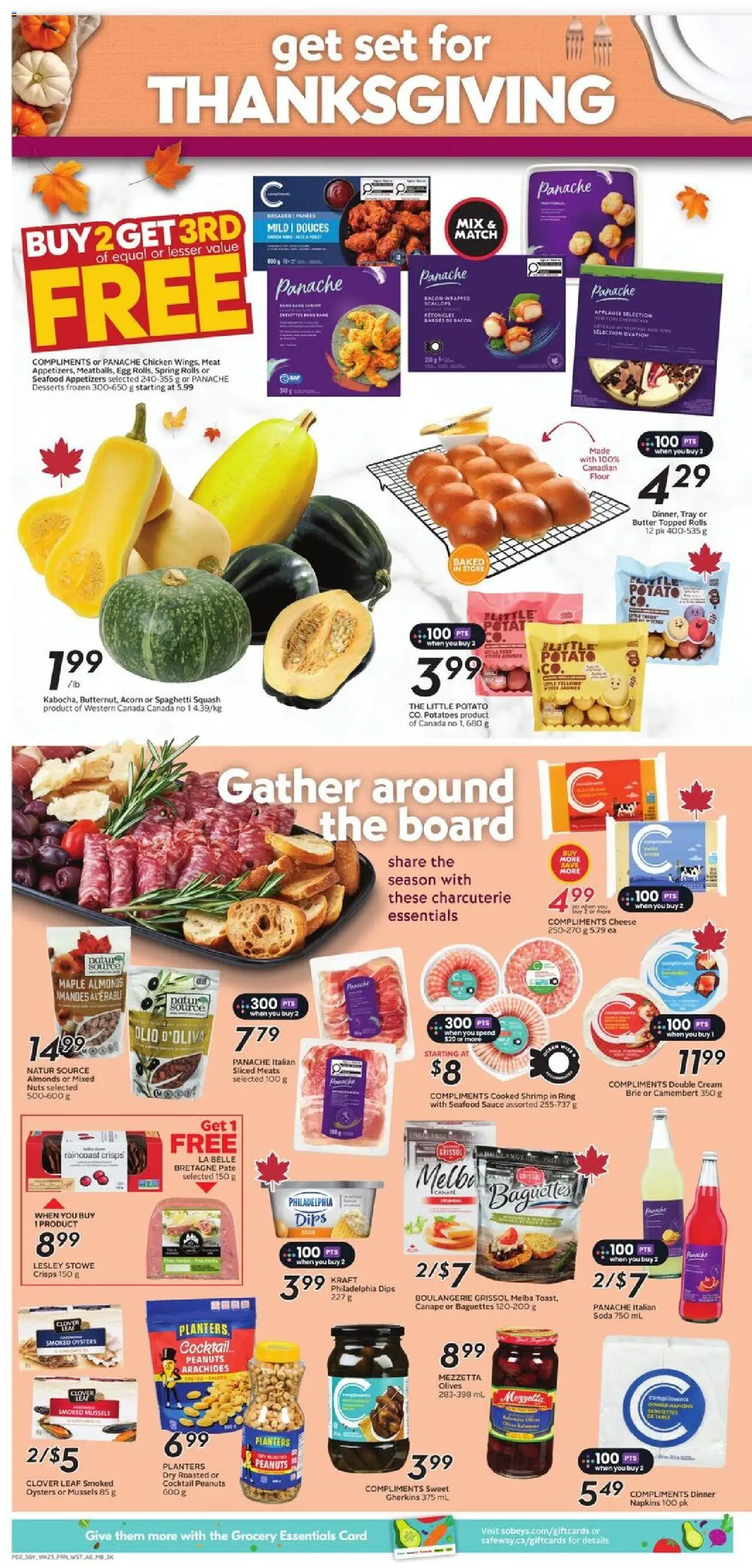 Sobeys flyer valid from 02.10.2025 | Page: 5 | Products: Cream, Potatoes, Butter, Cheese
