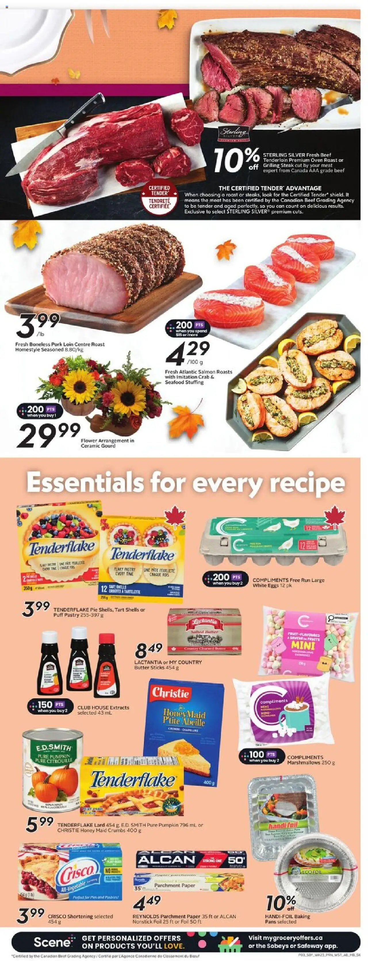 Sobeys flyer valid from 02.10.2025 | Page: 6 | Products: Oven, Eggs, Pumpkin, Pork