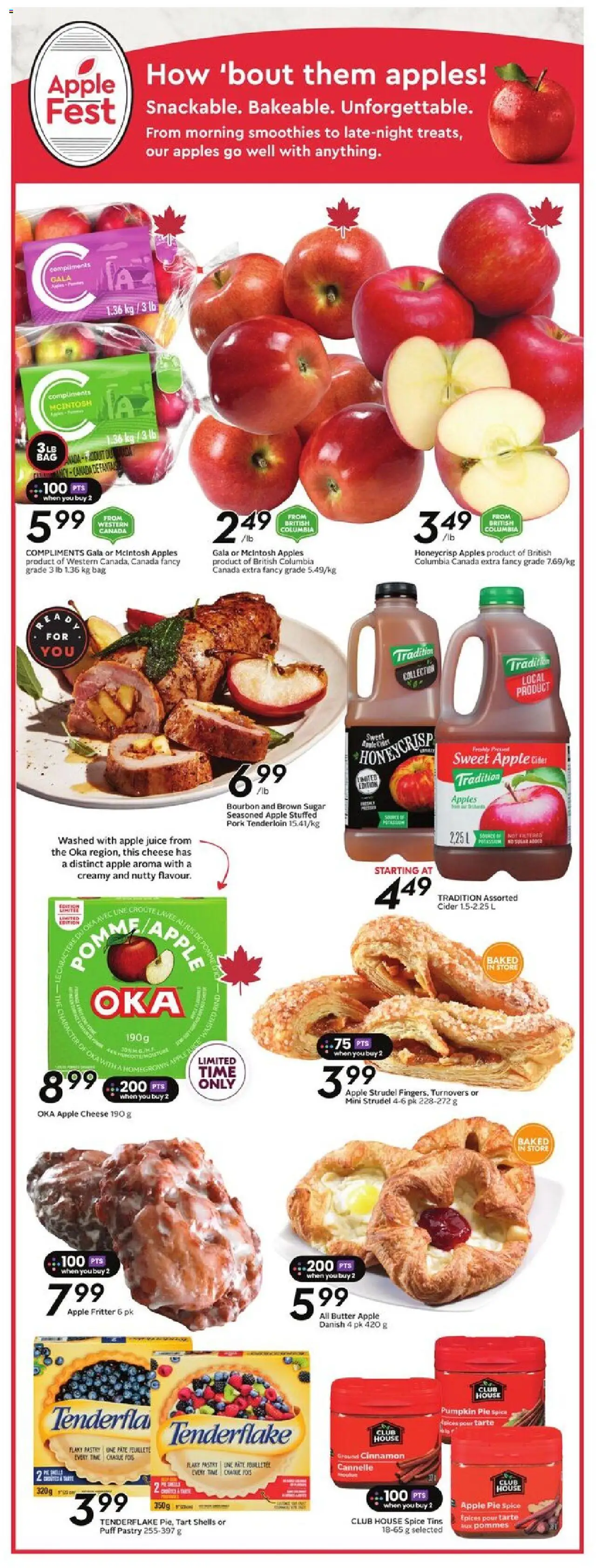 Sobeys flyer valid from 02.10.2025 | Page: 8 | Products: Bourbon, Butter, Juice, Apples