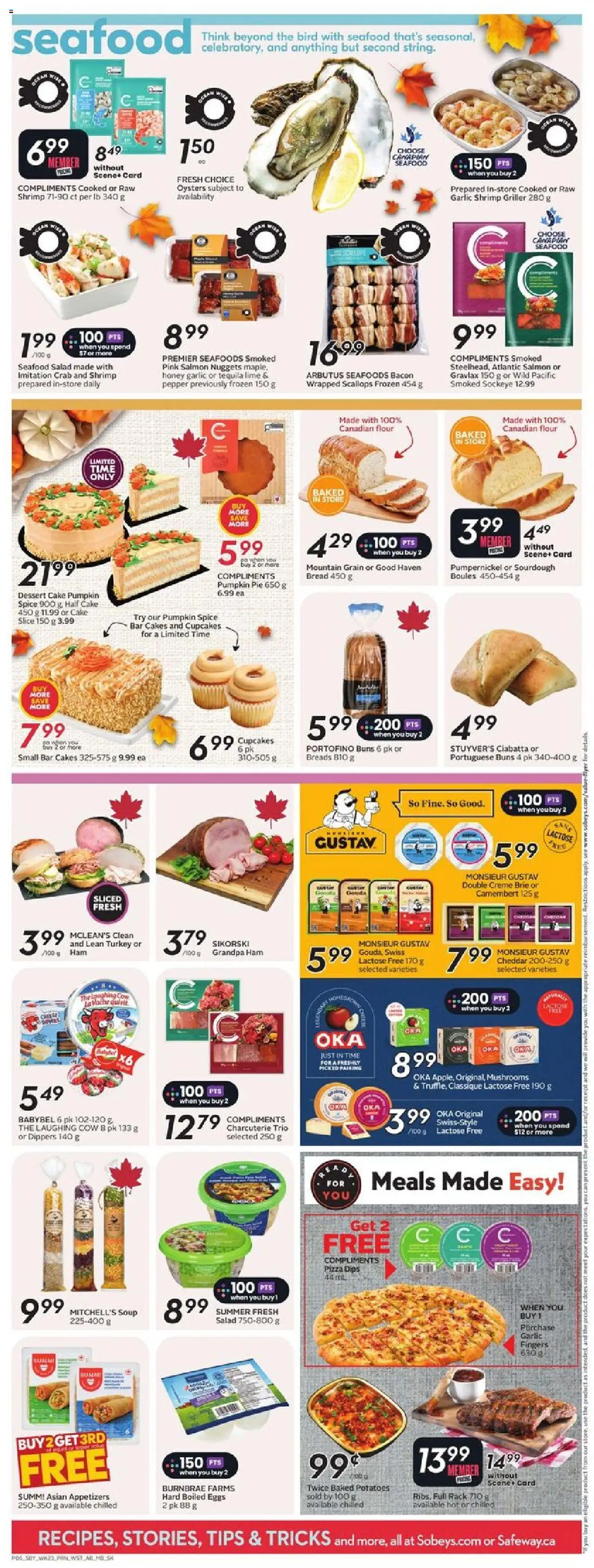 Sobeys flyer valid from 02.10.2025 | Page: 10 | Products: Salad, Potatoes, Eggs, Pizza