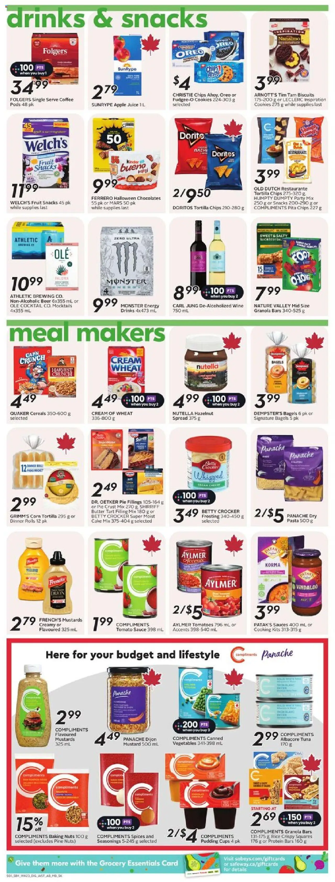 Sobeys flyer valid from 02.10.2025 | Page: 12 | Products: Nuts, Coffee, Beer, Tomatoes
