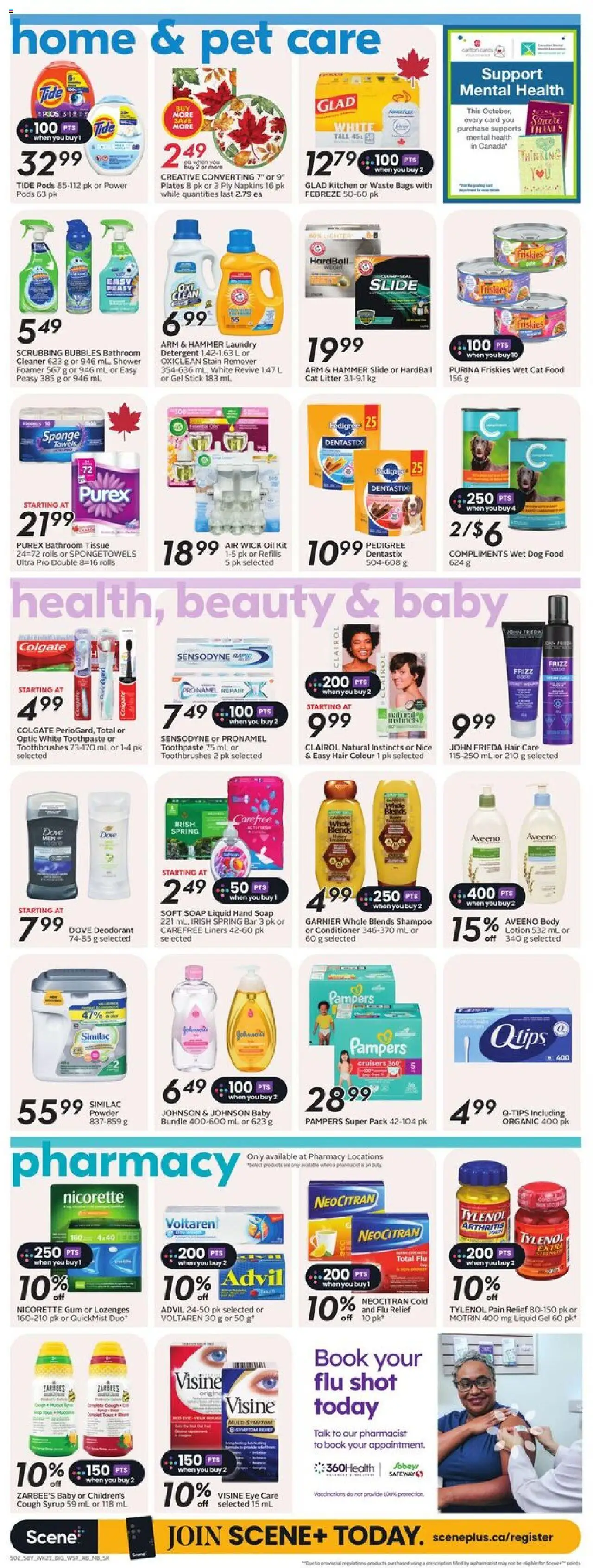 Sobeys flyer valid from 02.10.2025 | Page: 13 | Products: Powder, Sponge, Shampoo, Conditioner