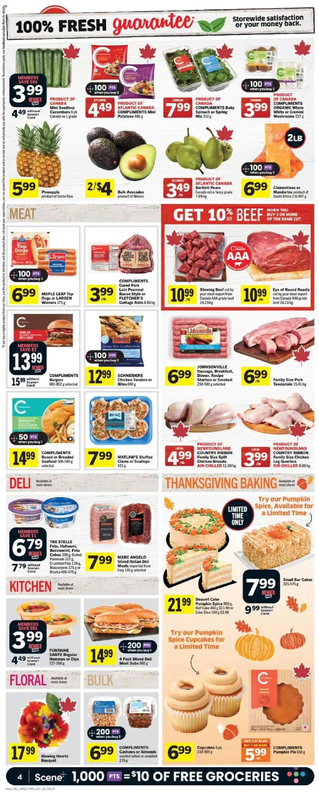 Foodland flyer valid from 02.10.2025 | Page: 5 | Products: Pineapple, Cucumbers, Chicken breasts, Chicken