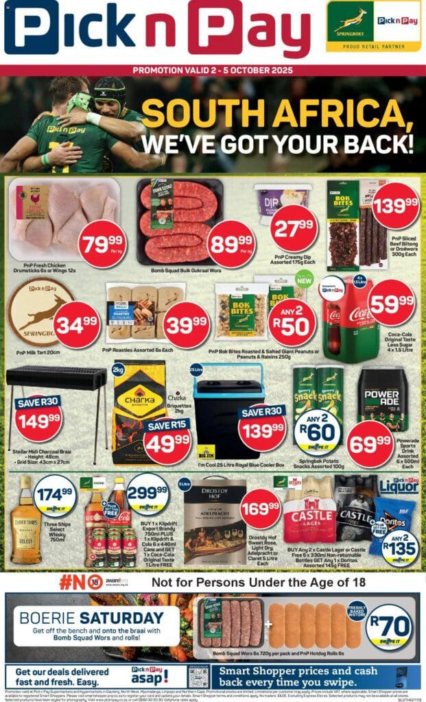 Pick n Pay Inland provinces - Rugby Weekend Specials (02/10/2025 - 05/10/2025) Online 3 Pick n Pay Inland provinces – Rugby Weekend Specials (02/10/2025 – 05/10/2025) Online