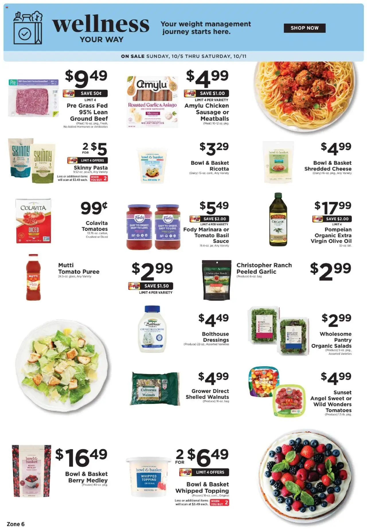 ShopRite Wellness your Way - valid from 02.10.2025 | Page: 1 | Products: Basket, Cheese, Tomatoes, Sauce
