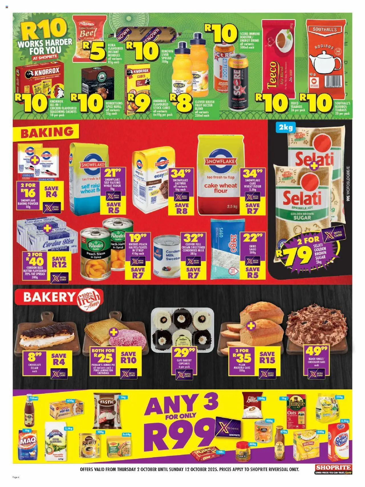 New Shoprite catalogue – valid from 02.10.2025 | Page: 4 | Products: Seasoning, Stock, Fruit, Peach