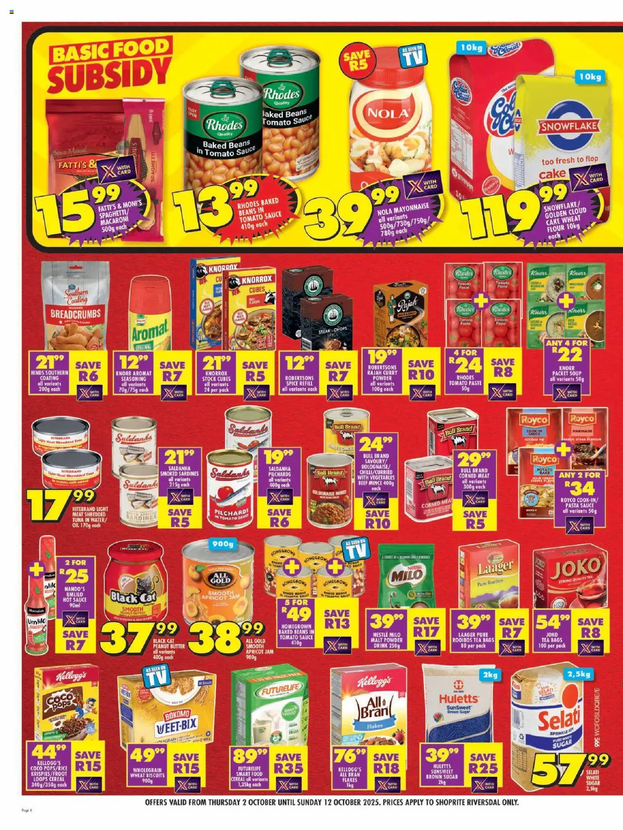 New Shoprite catalogue – valid from 02.10.2025 | Page: 6 | Products: Baked beans, Microdifusor, Tomato sauce, Cream