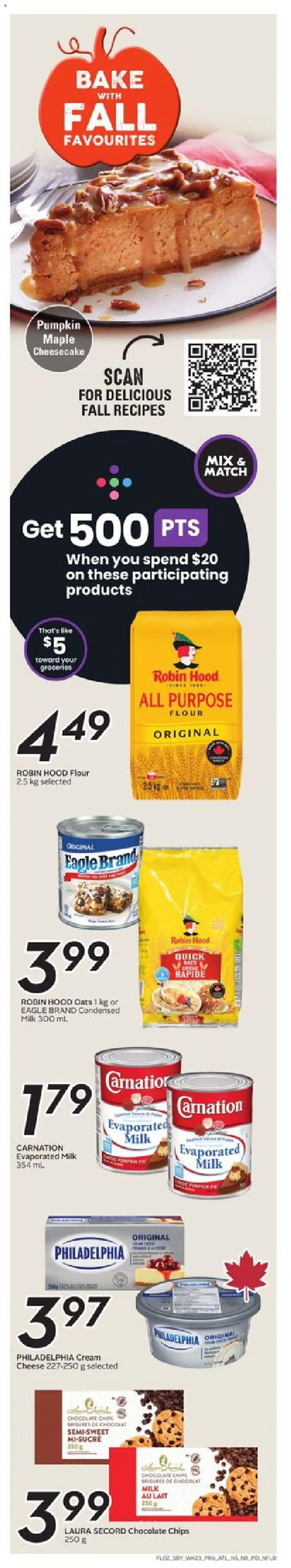 Sobeys flyer valid from 02.10.2025 | Page: 3 | Products: Chips, Cream, Milk, Pumpkin