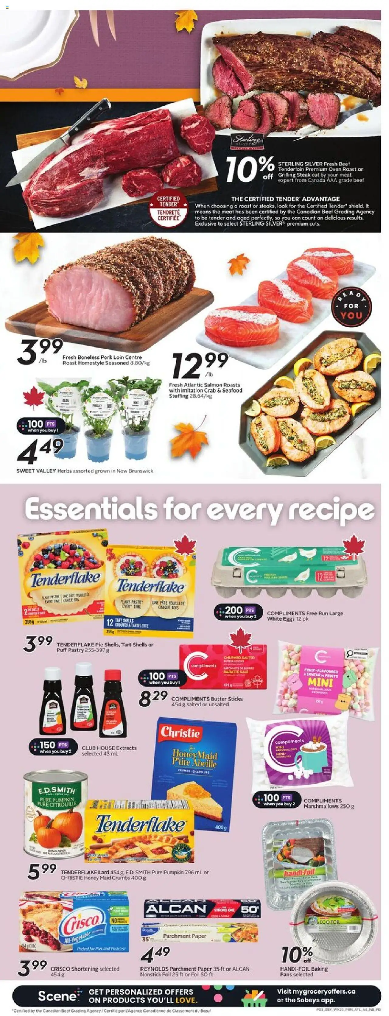 Sobeys flyer valid from 02.10.2025 | Page: 6 | Products: Oven, Eggs, Pumpkin, Pork