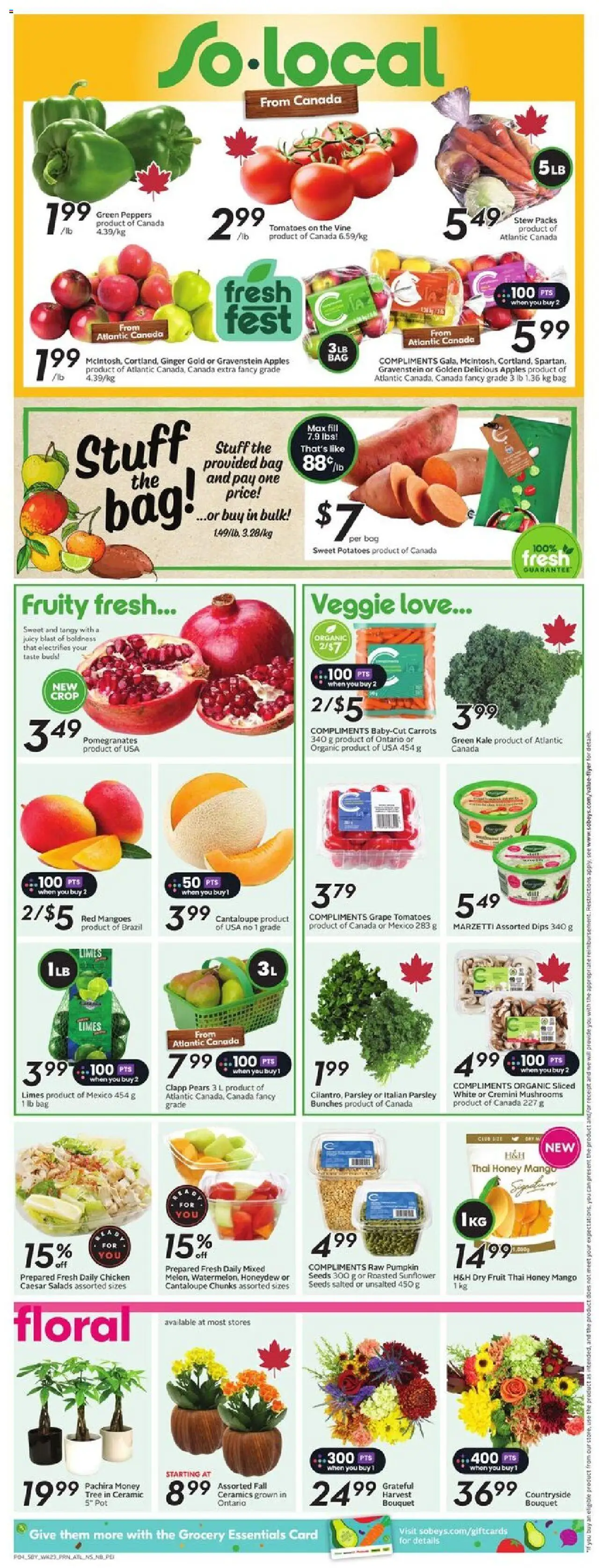 Sobeys flyer valid from 02.10.2025 | Page: 7 | Products: Potatoes, Bag, Chicken, Apples